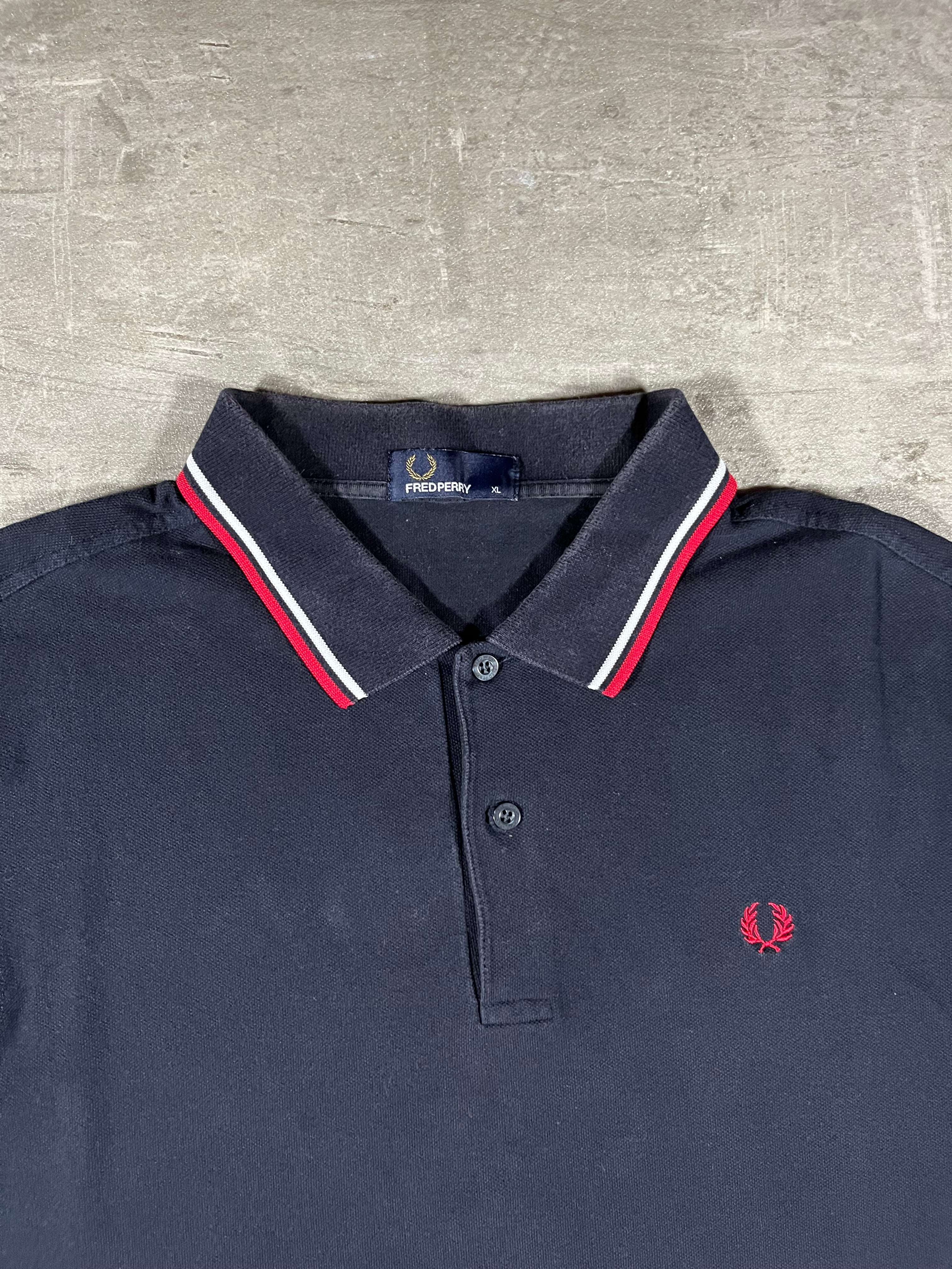 Fred Perry Poloshirt Schwarz/ Weiß/ Rot XL