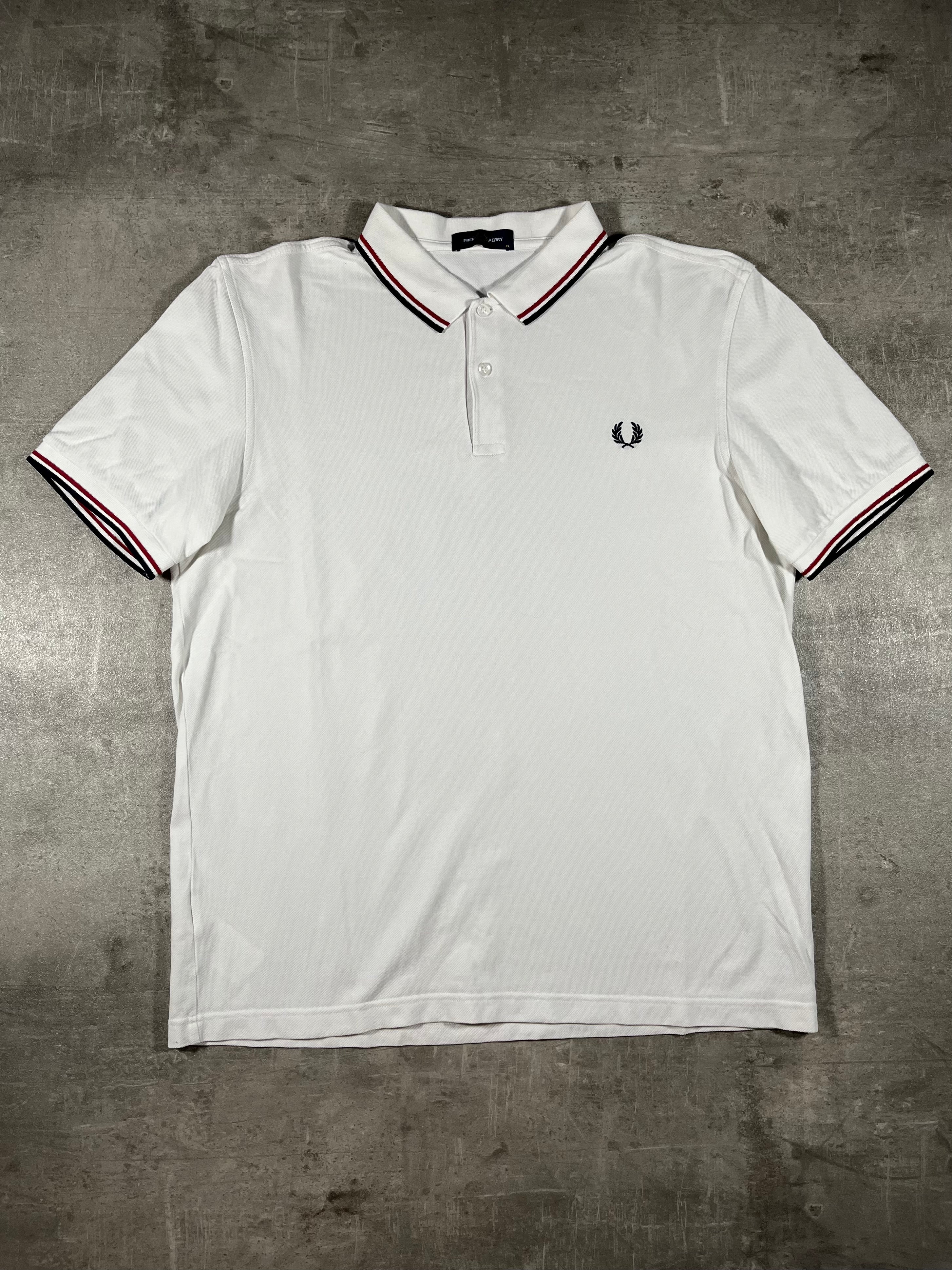 Fred Perry Poloshirt Weiß/ Rot/ Schwarz XL