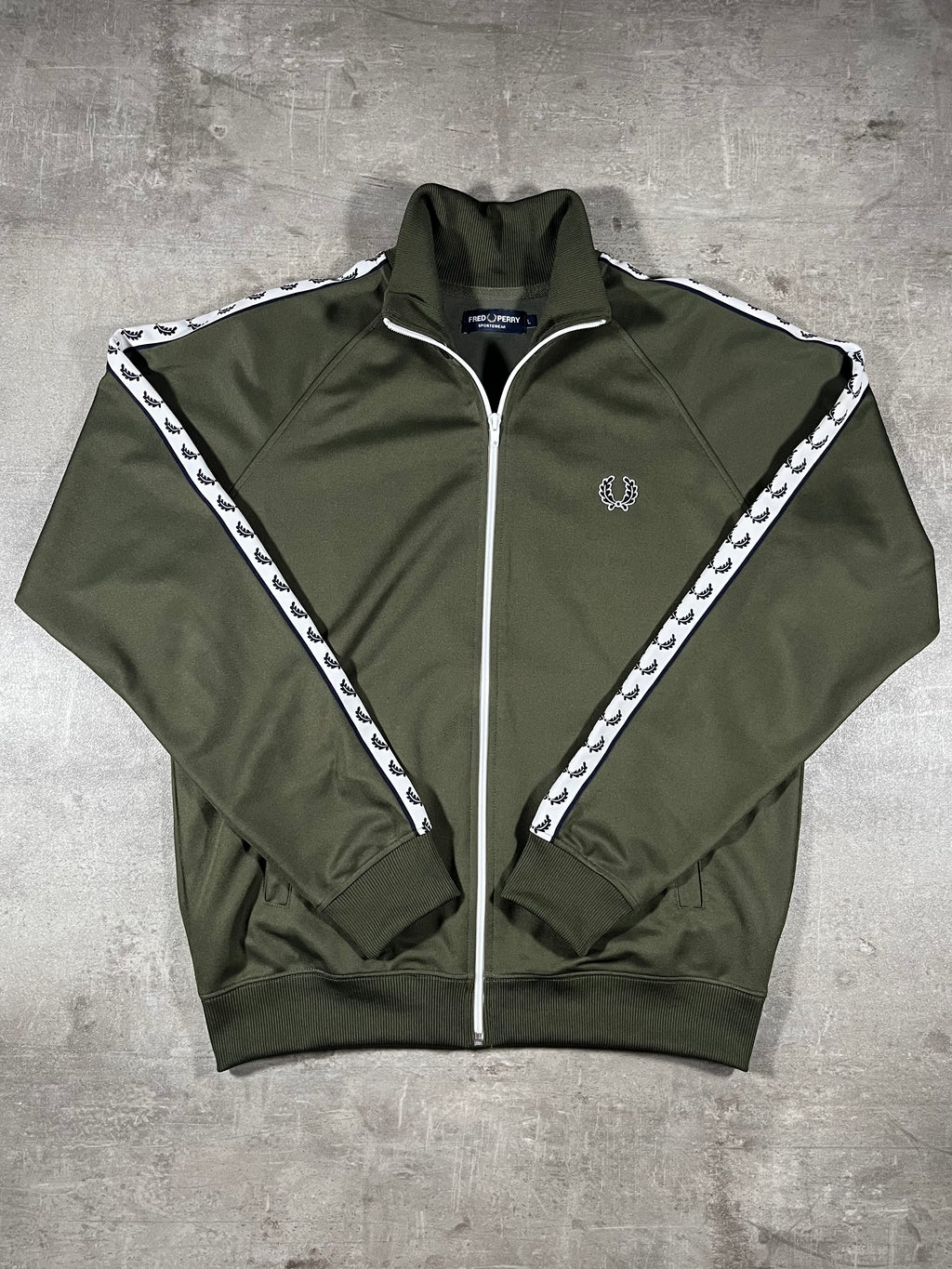 Fred Perry Vintage Trainingsjacke Taped Olivgrün L