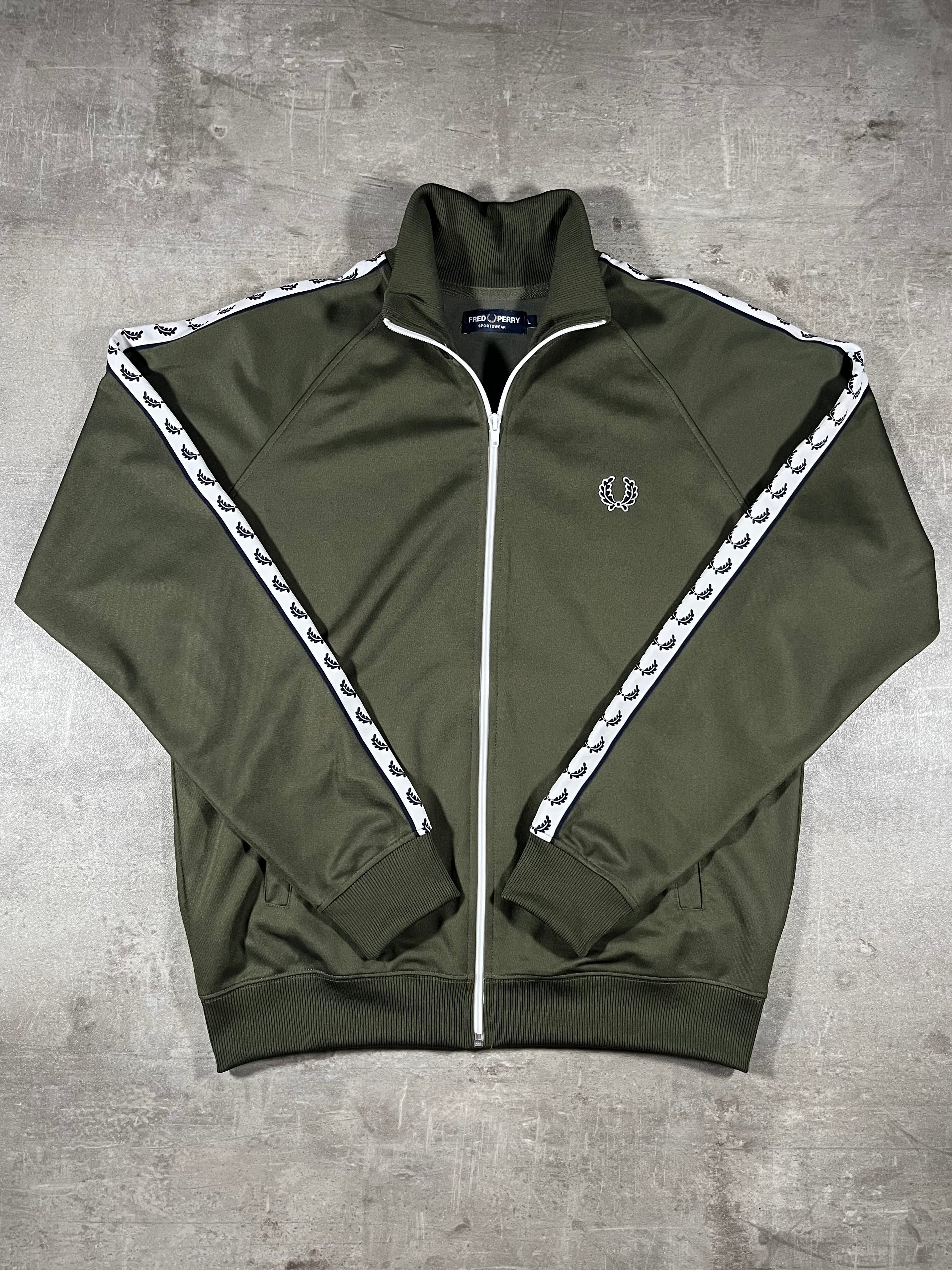 Fred Perry Vintage Trainingsjacke Taped Olivgrün L