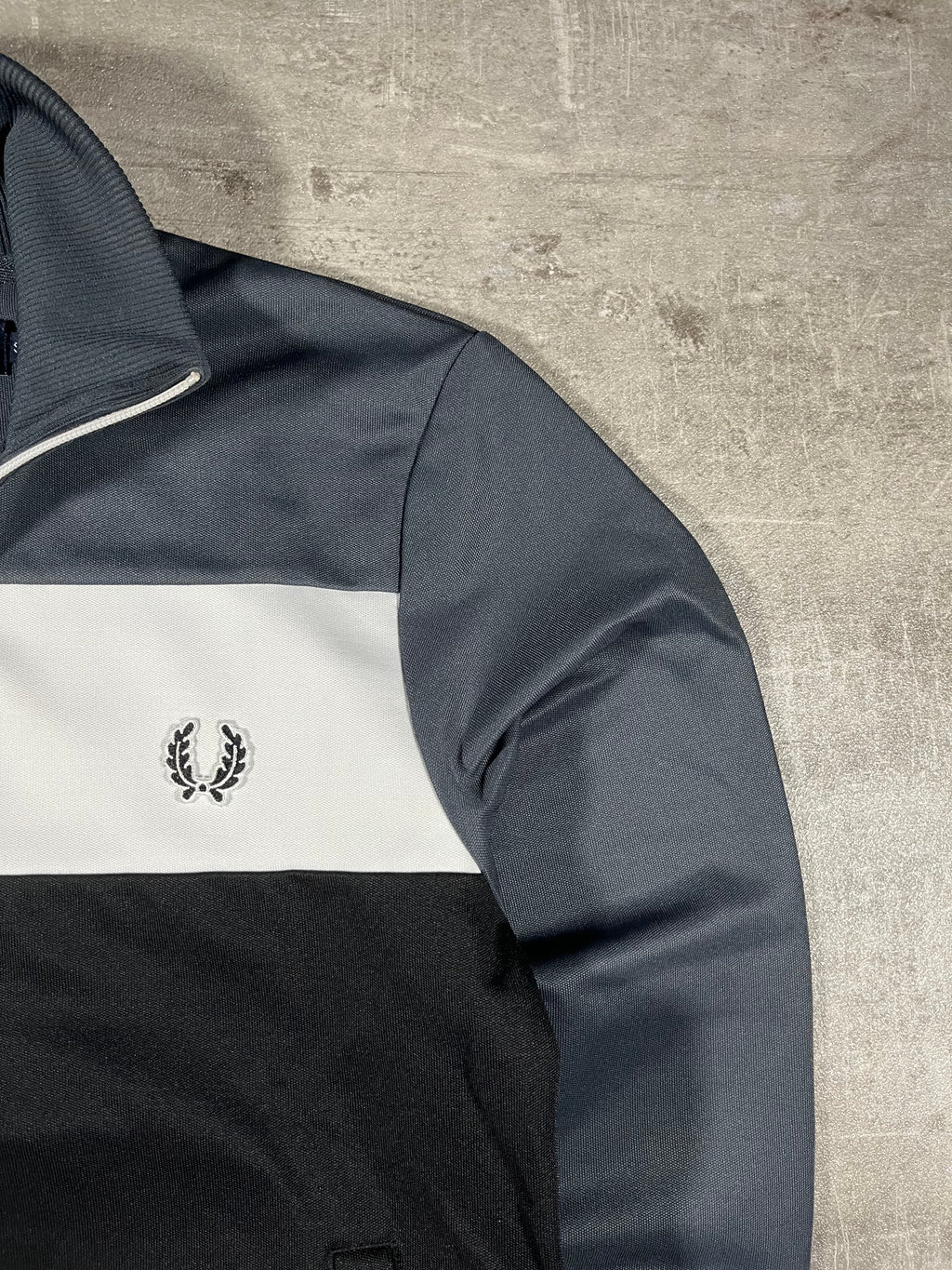 Fred Perry Vintage Trainingsjacke Schwarz/ Weiß/ Grau S