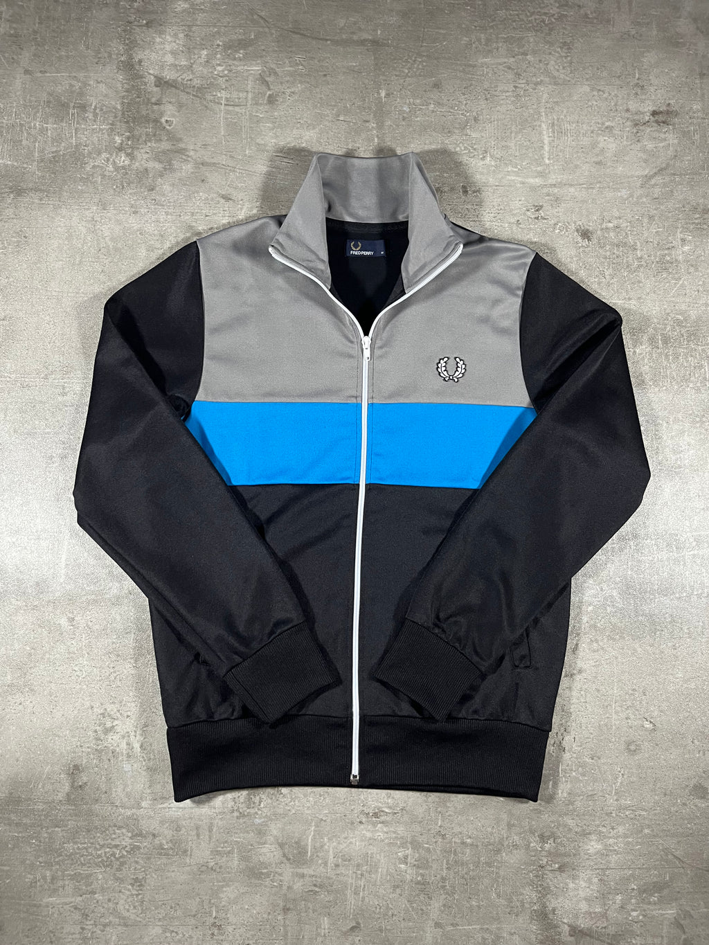 Fred Perry Trainingsjacke Schwarz/ Grau/ Hellblau M