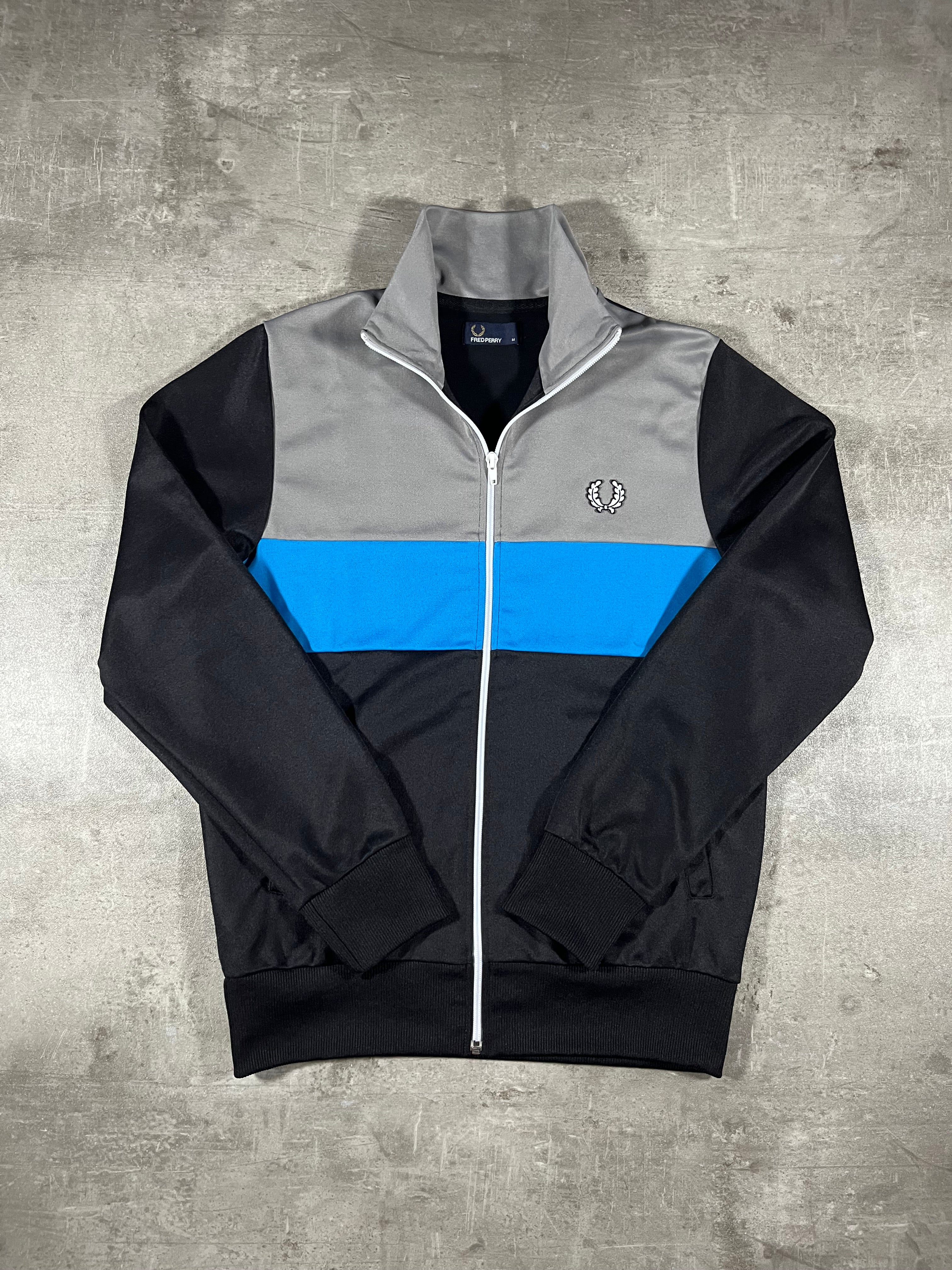 Fred Perry Trainingsjacke Schwarz/ Grau/ Hellblau M