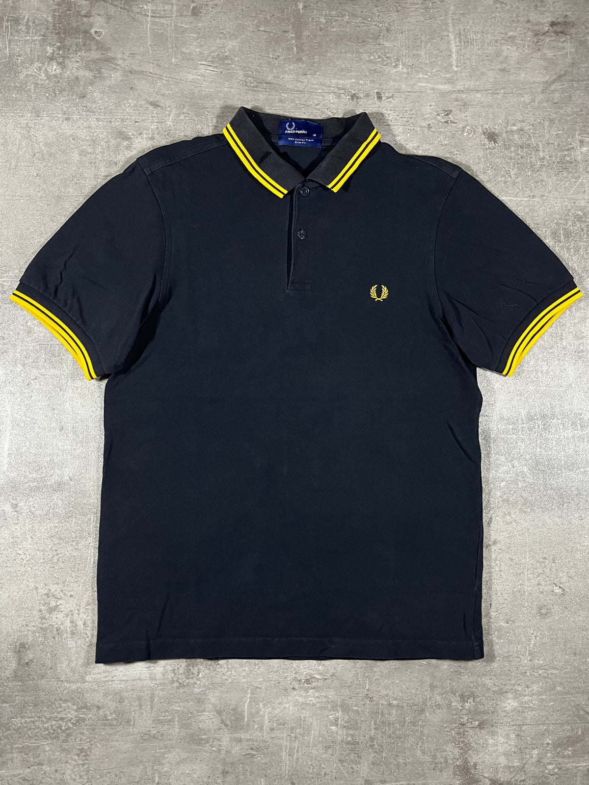Fred Perry Poloshirt Schwarz/ Gelb M