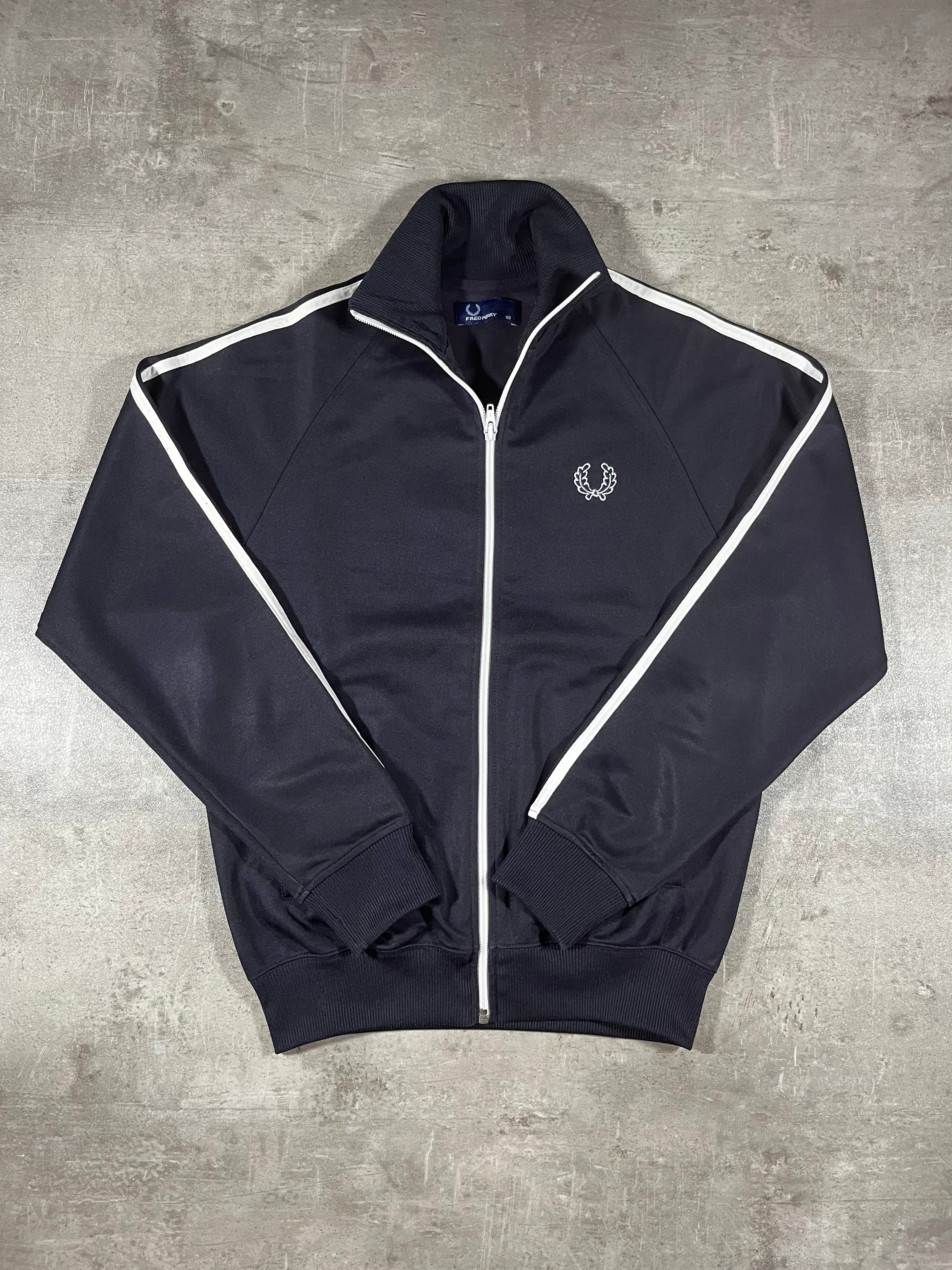 Fred Perry Vintage Trainingsjacke Taped Schwarz/ Weiß XS