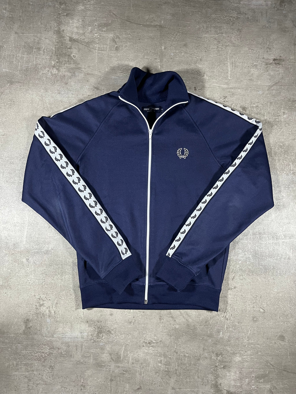 Fred Perry Vintage Trainingsjacke Taped Dunkelblau S