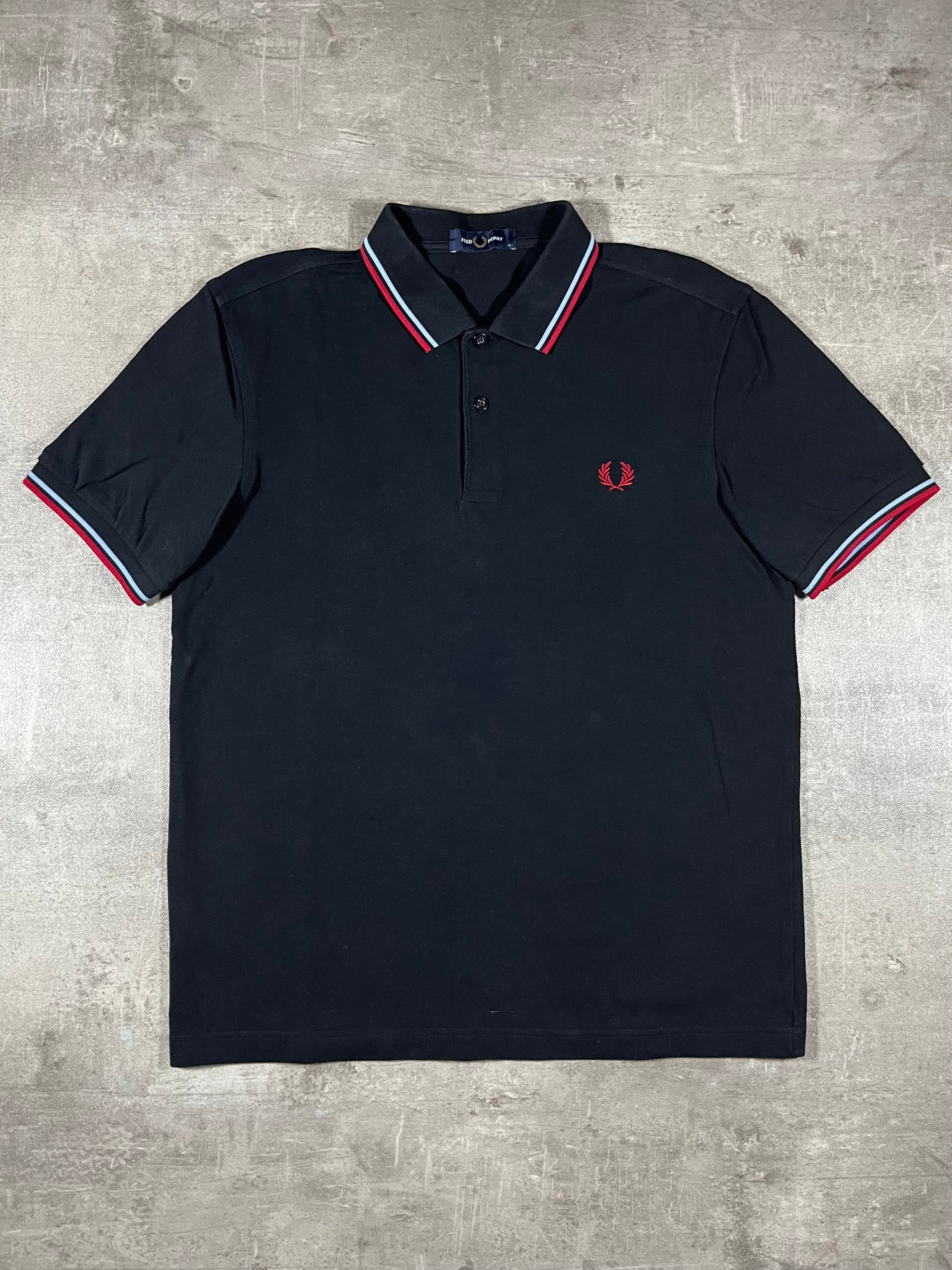 Fred Perry Poloshirt Schwarz/ Hellblau/ Rot M