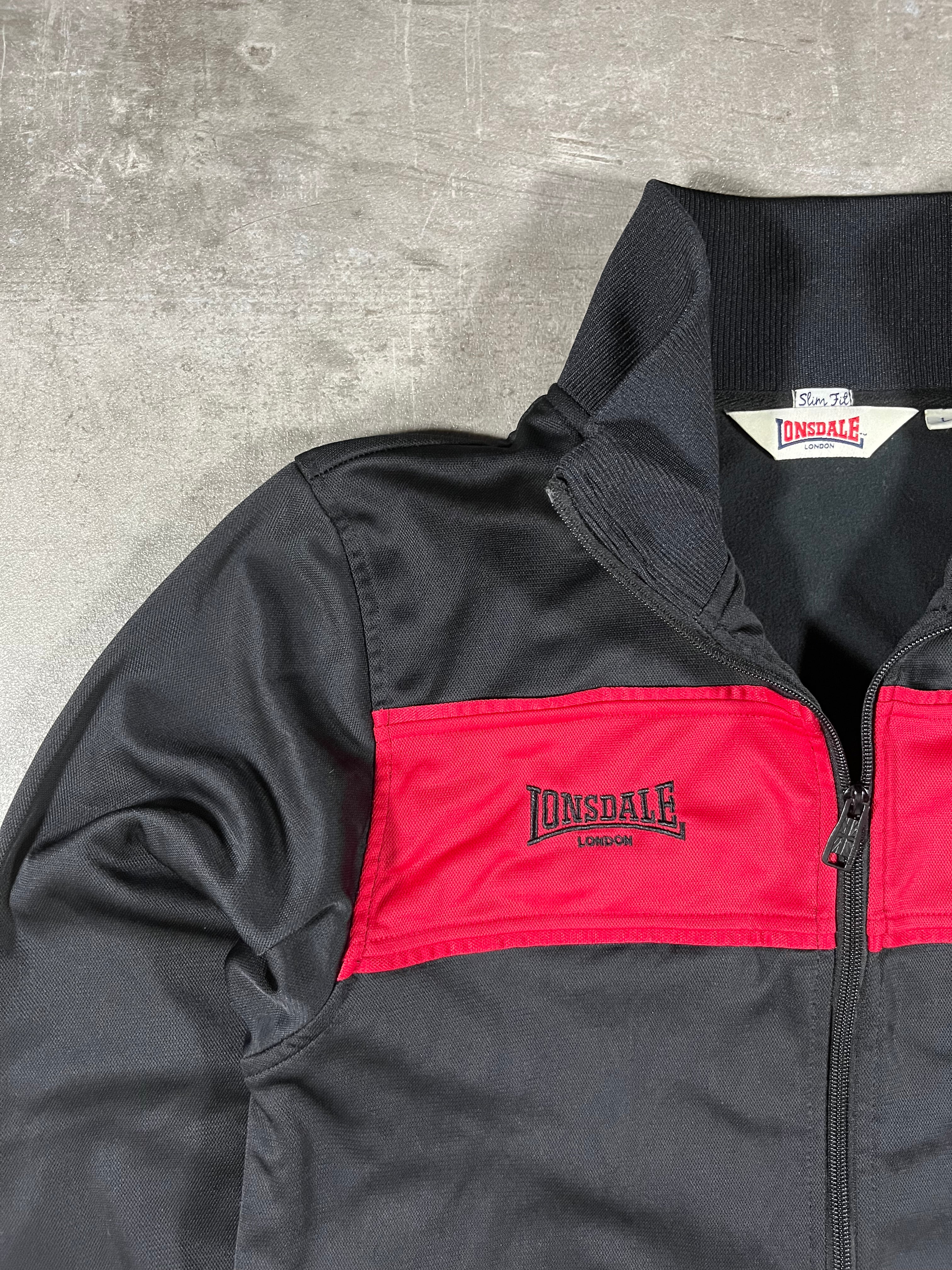 Lonsdale Trainingsjacke Schwarz/ Rot L