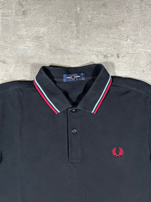 Fred Perry Poloshirt Schwarz/ Hellblau/ Rot M