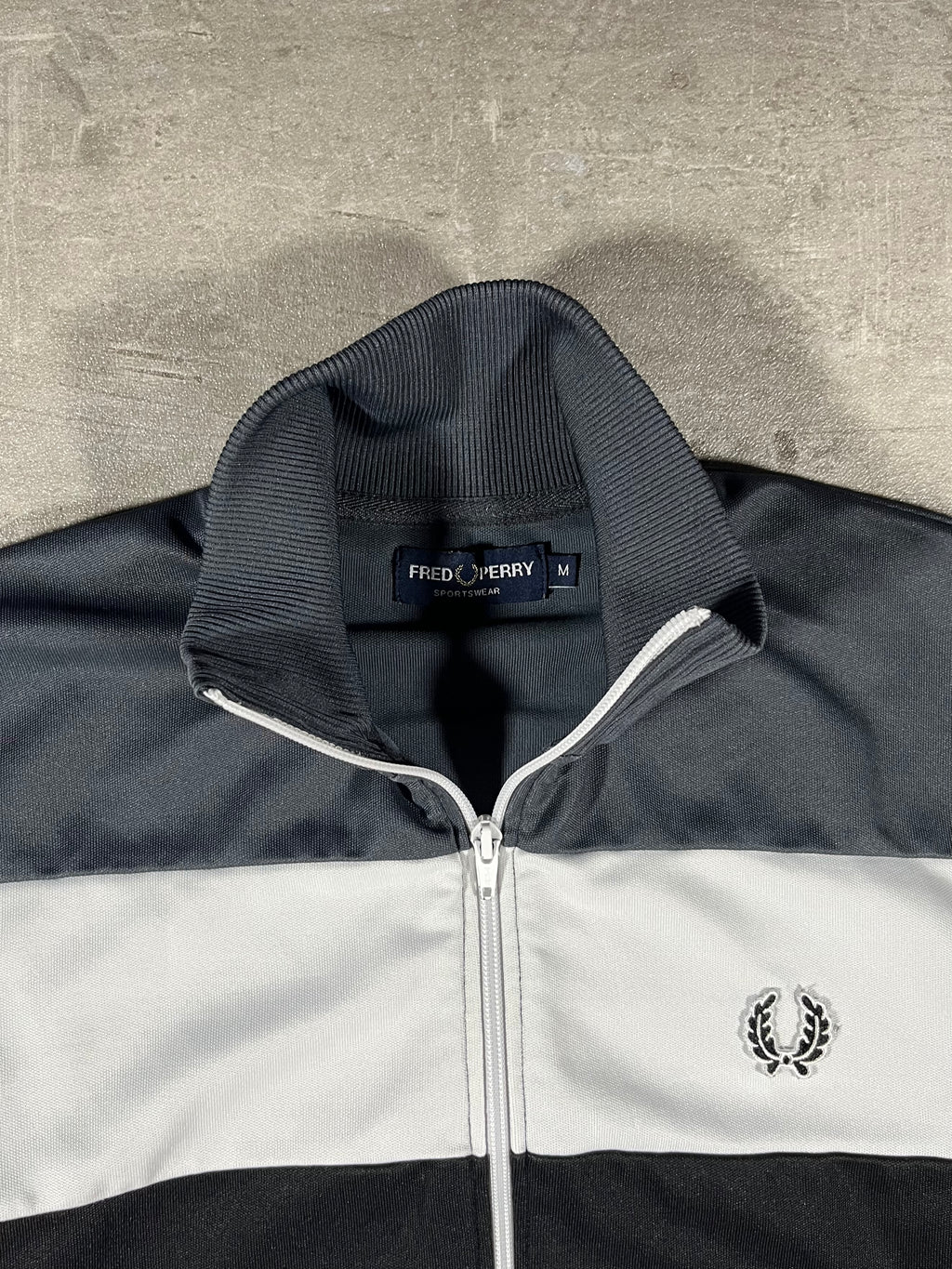 Fred Perry Vintage Trainingsjacke Schwarz/ Grau/ Weiß M