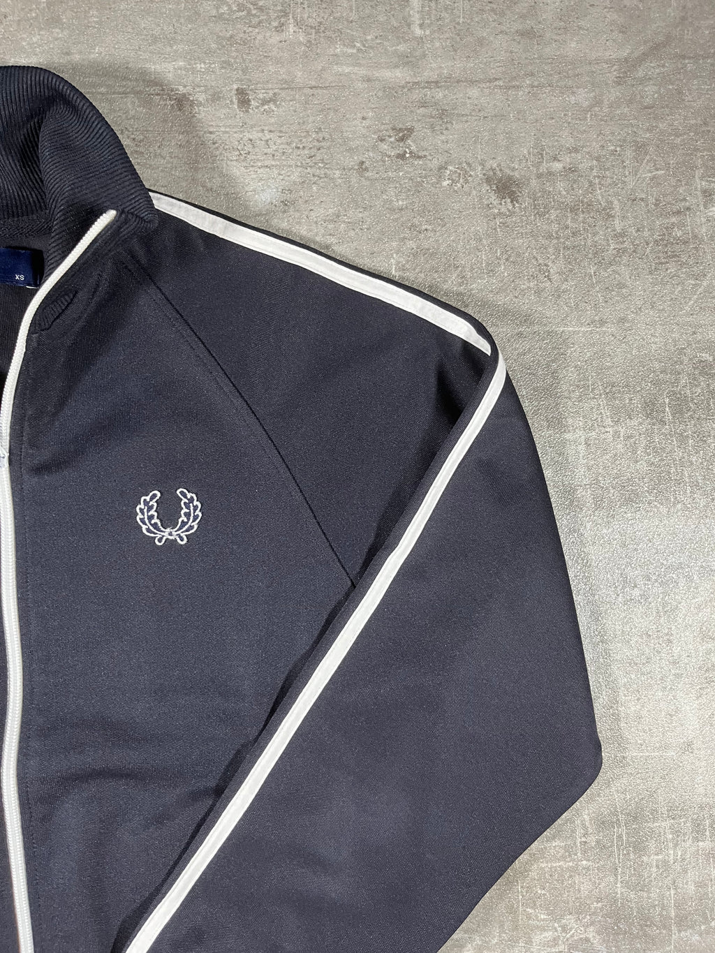 Fred Perry Vintage Trainingsjacke Taped Schwarz/ Weiß XS