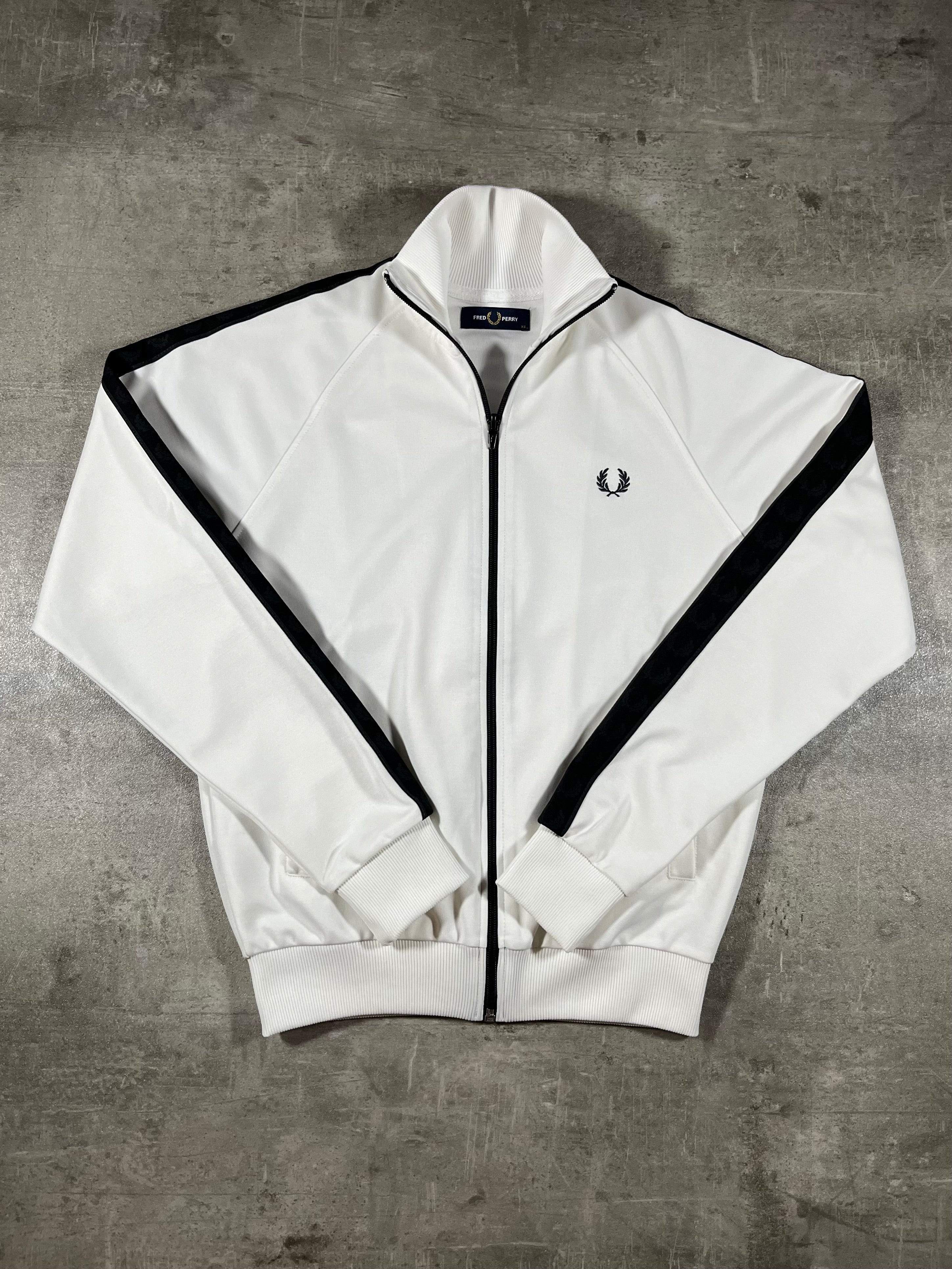 Fred Perry Trainingsjacke Taped Weiß/ Schwarz XS