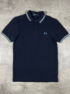 Fred Perry Poloshirt Schwarz/ Weiß/ Hellblau XS