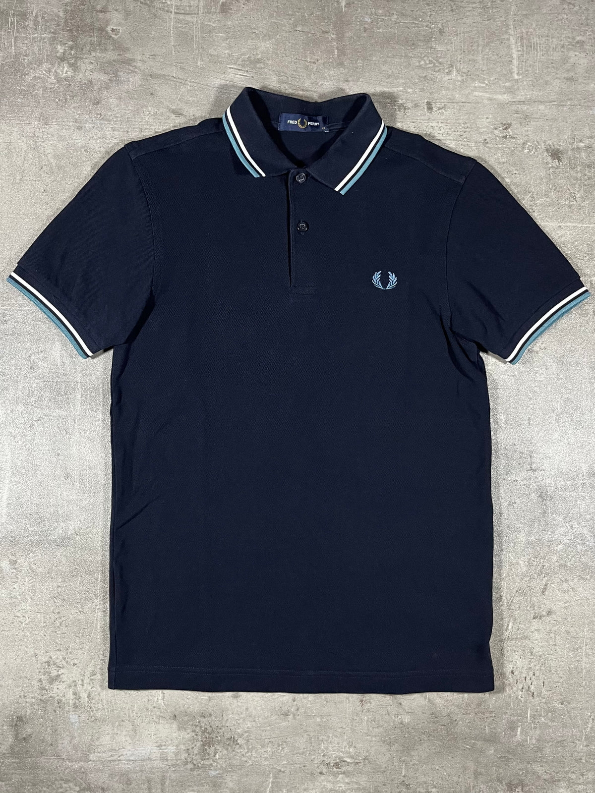 Fred Perry Poloshirt Schwarz/ Weiß/ Hellblau XS