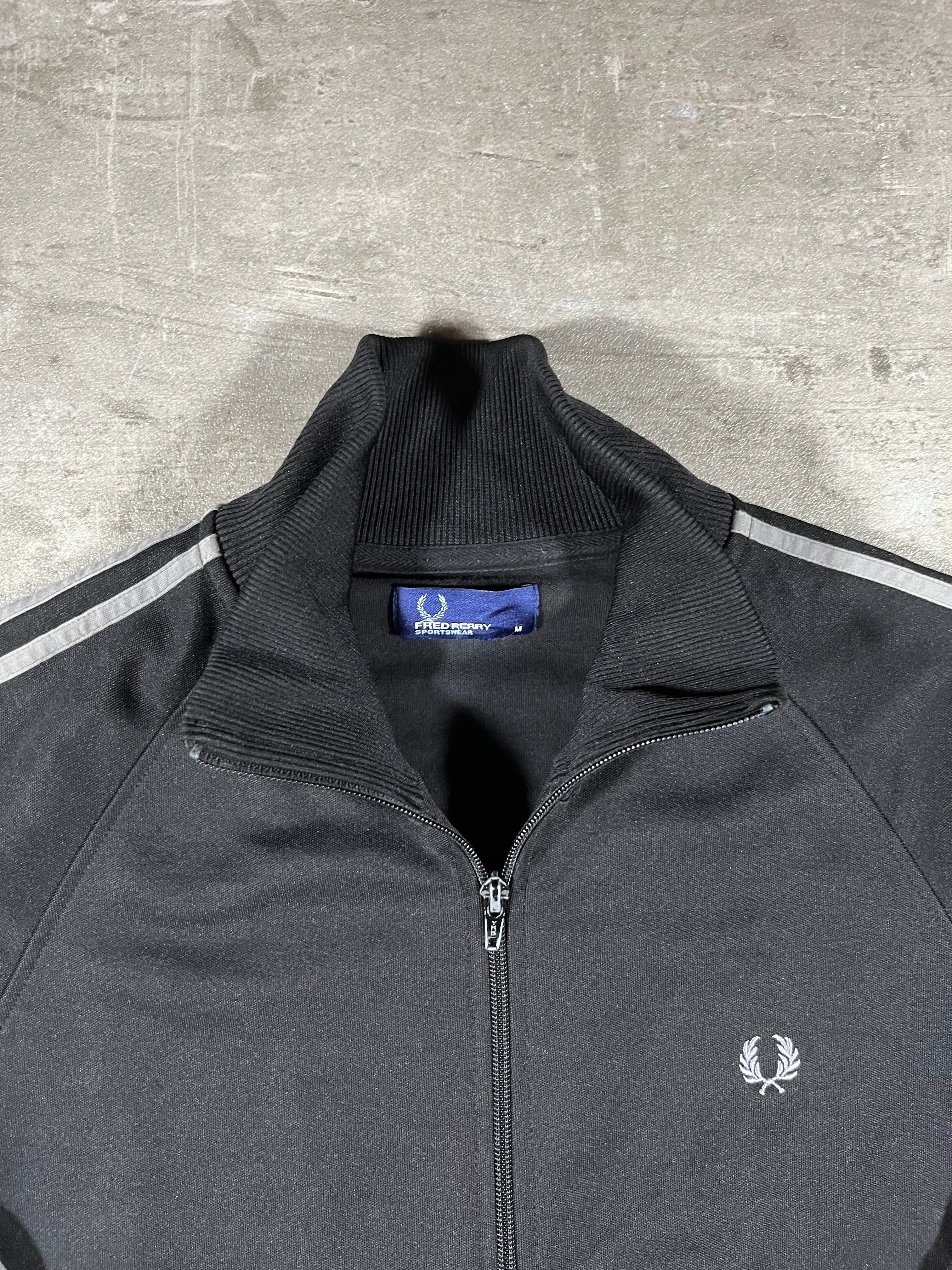 Fred Perry Vintage Trainingsjacke Taped Schwarz/ Grau M