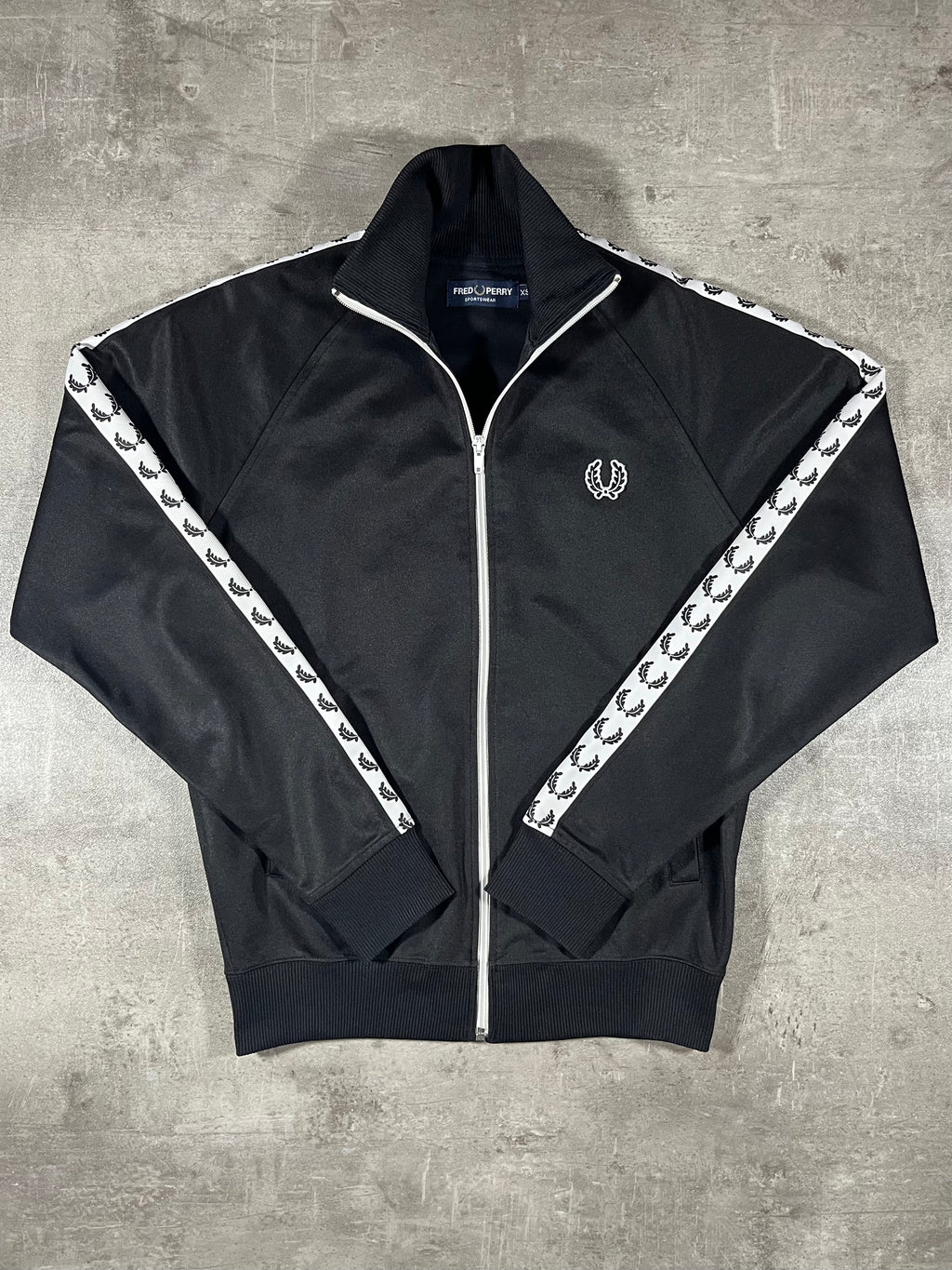 Fred Perry Vintage Trainingsjacke Taped Schwarz XS