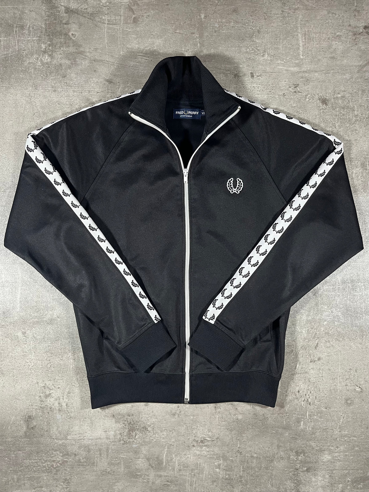 Fred Perry Vintage Trainingsjacke Taped Schwarz XS