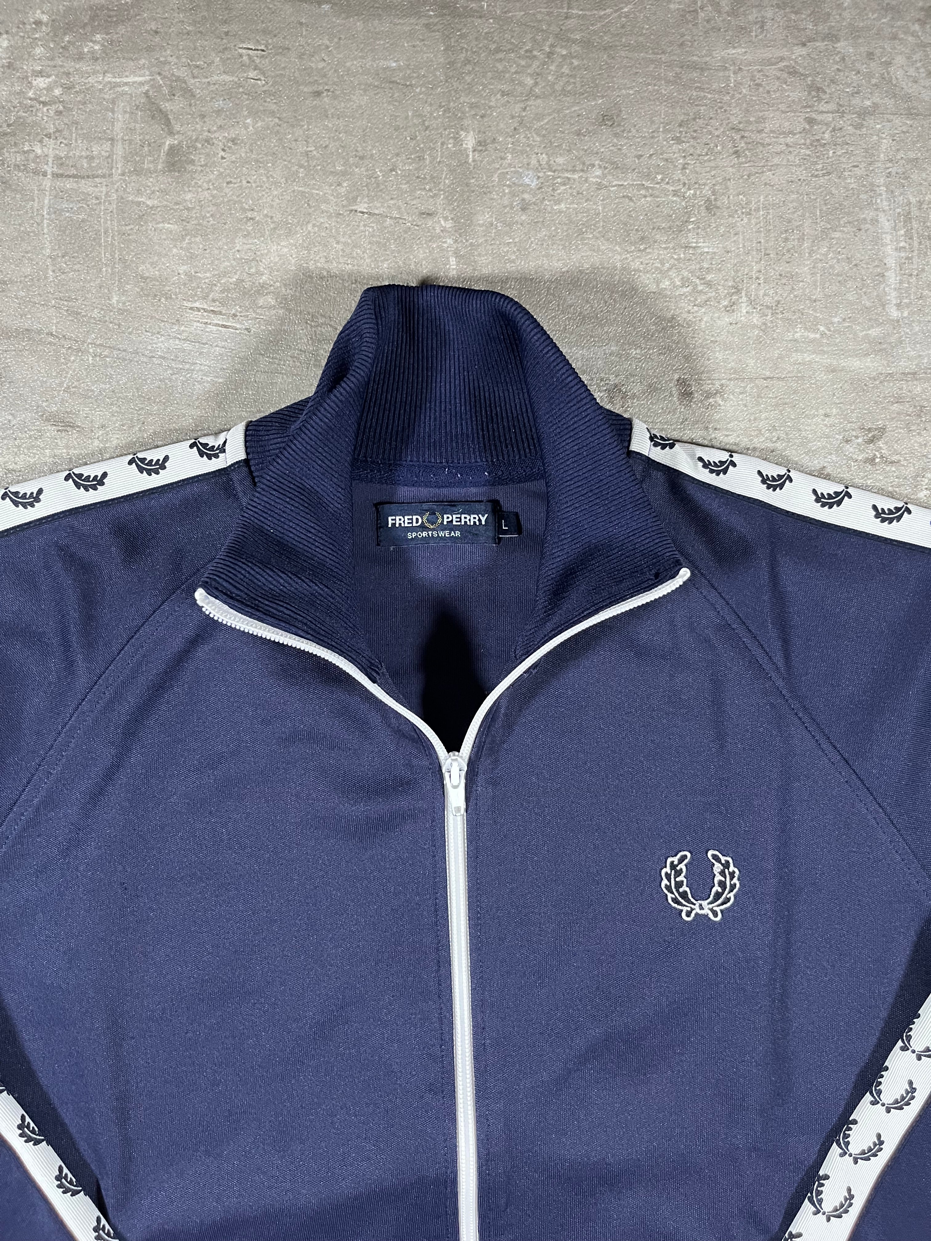 Fred Perry Vintage Trainingsjacke Taped Dunkelblau L