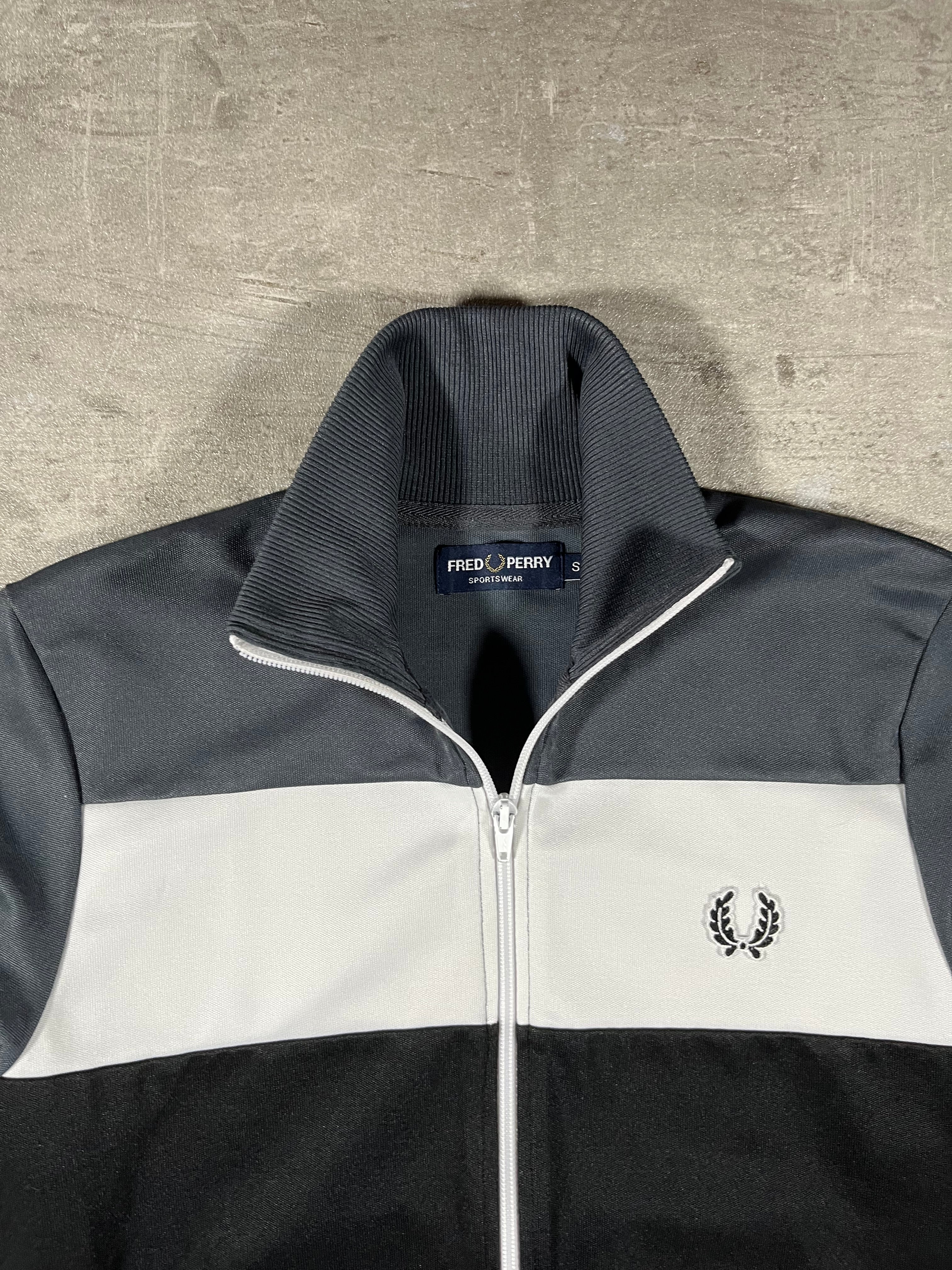 Fred Perry Vintage Trainingsjacke Schwarz/ Grau/ Weiß S