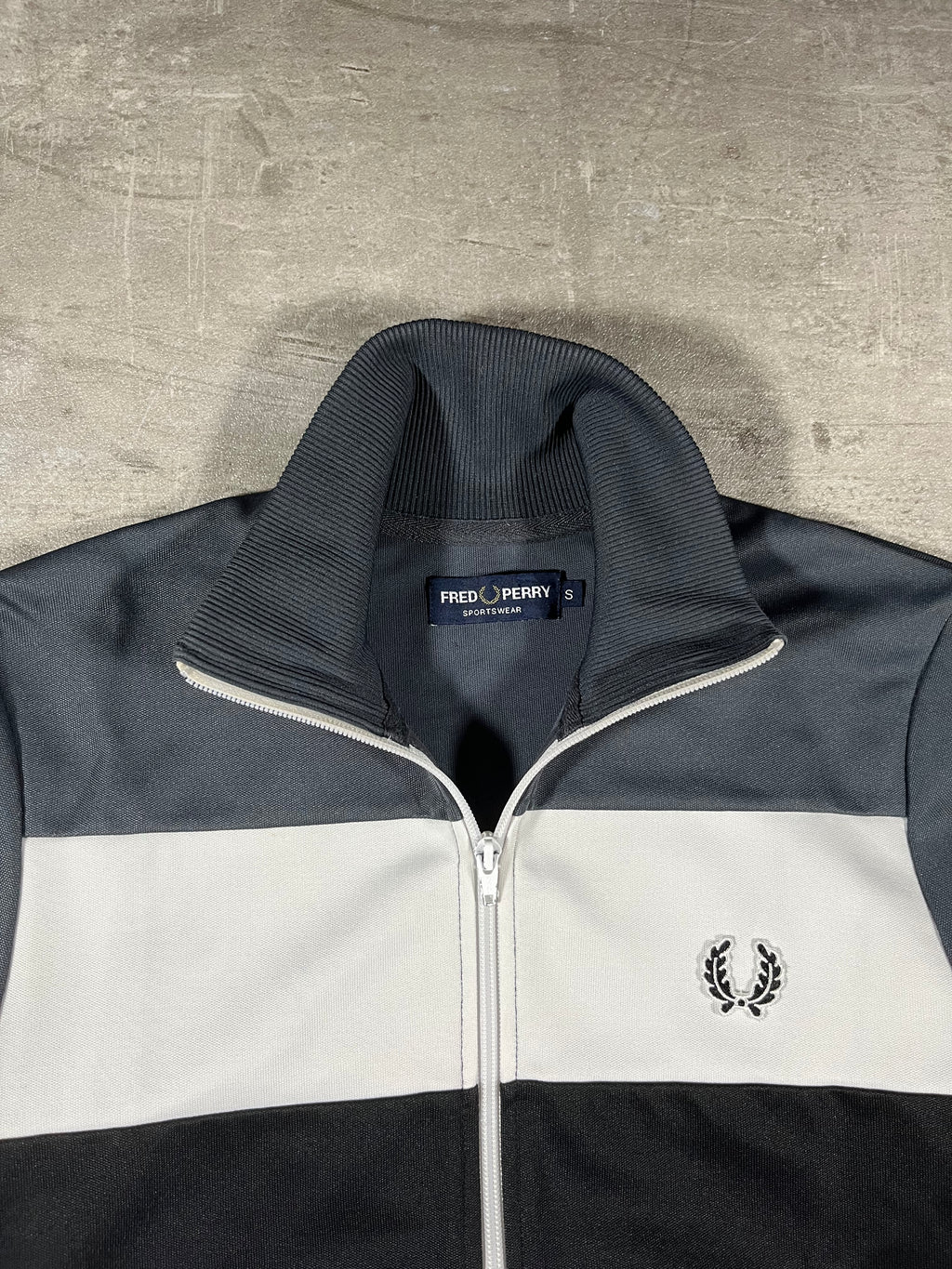 Fred Perry Vintage Trainingsjacke Schwarz/ Weiß/ Grau S