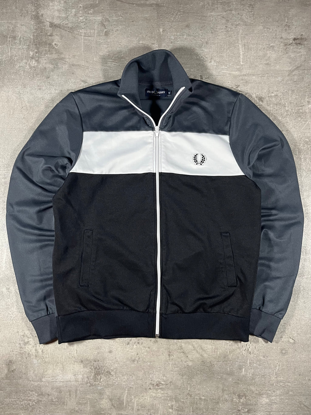 Fred Perry Vintage Trainingsjacke Schwarz/ Grau/ Weiß M
