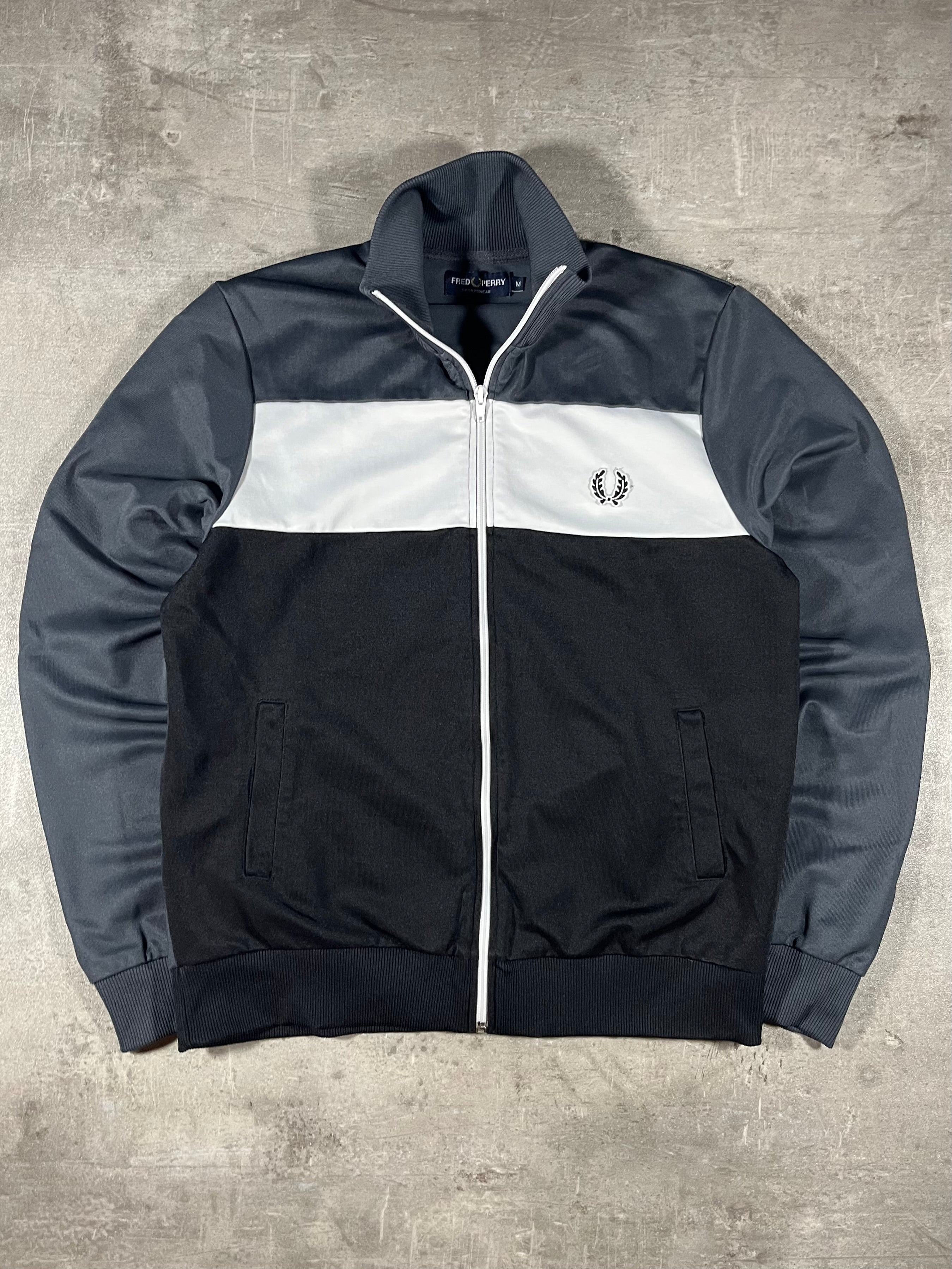 Fred Perry Vintage Trainingsjacke Schwarz/ Grau/ Weiß M