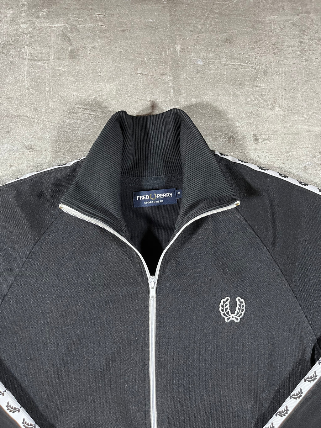 Fred Perry Vintage Trainingsjacke Taped Schwarz S