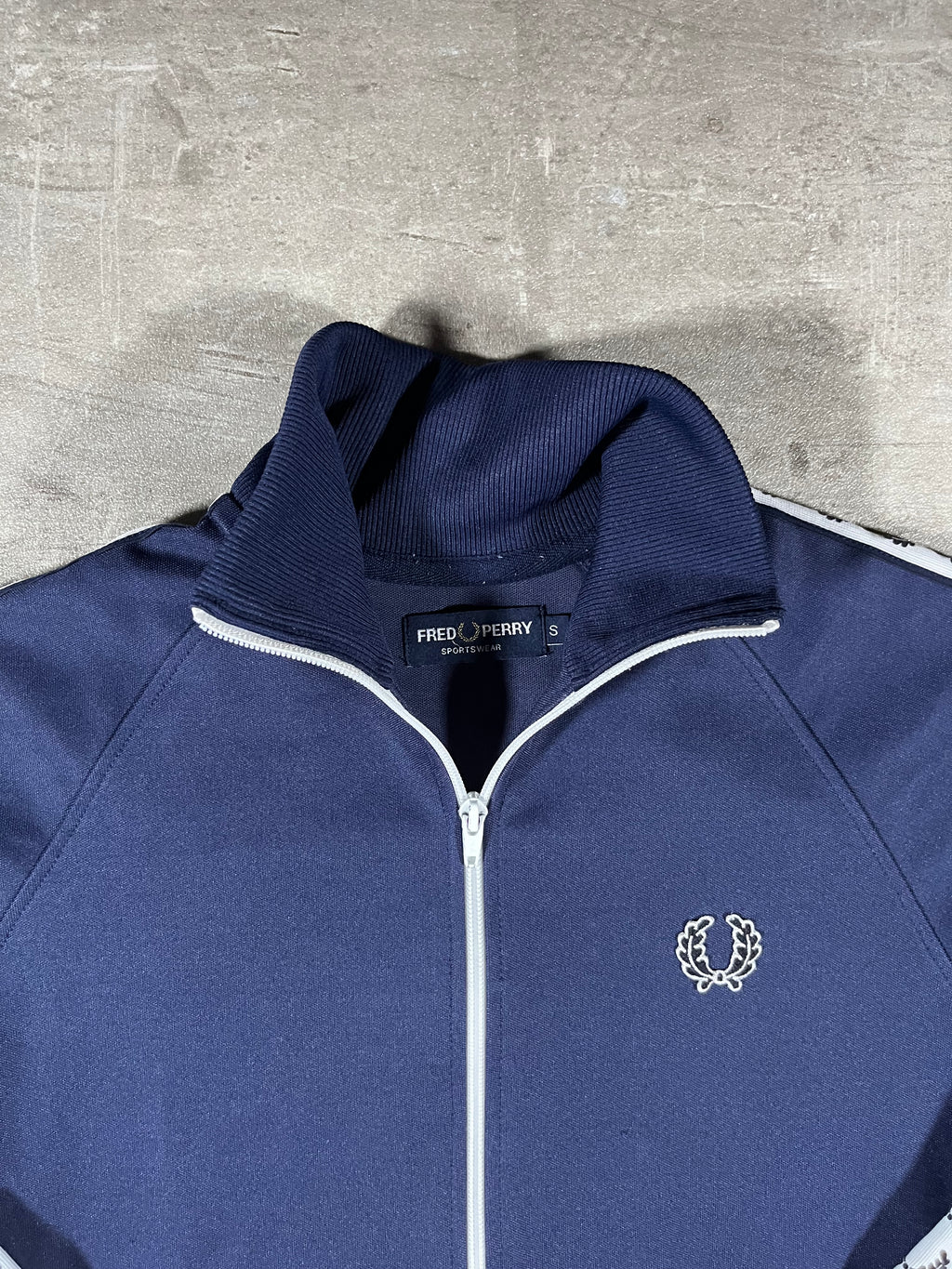 Fred Perry Vintage Trainingsjacke Taped Dunkelblau S