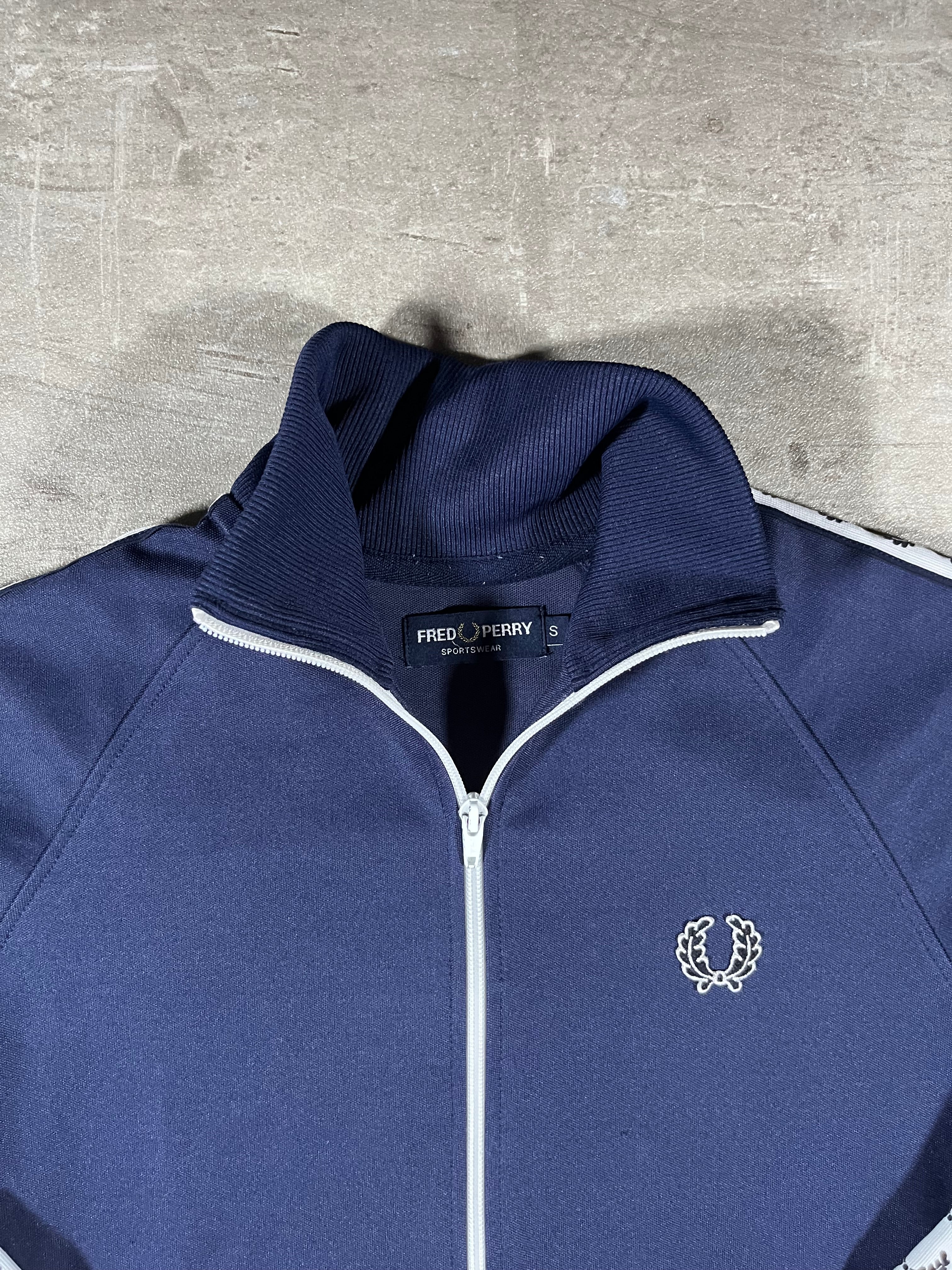 Fred Perry Vintage Trainingsjacke Taped Dunkelblau S