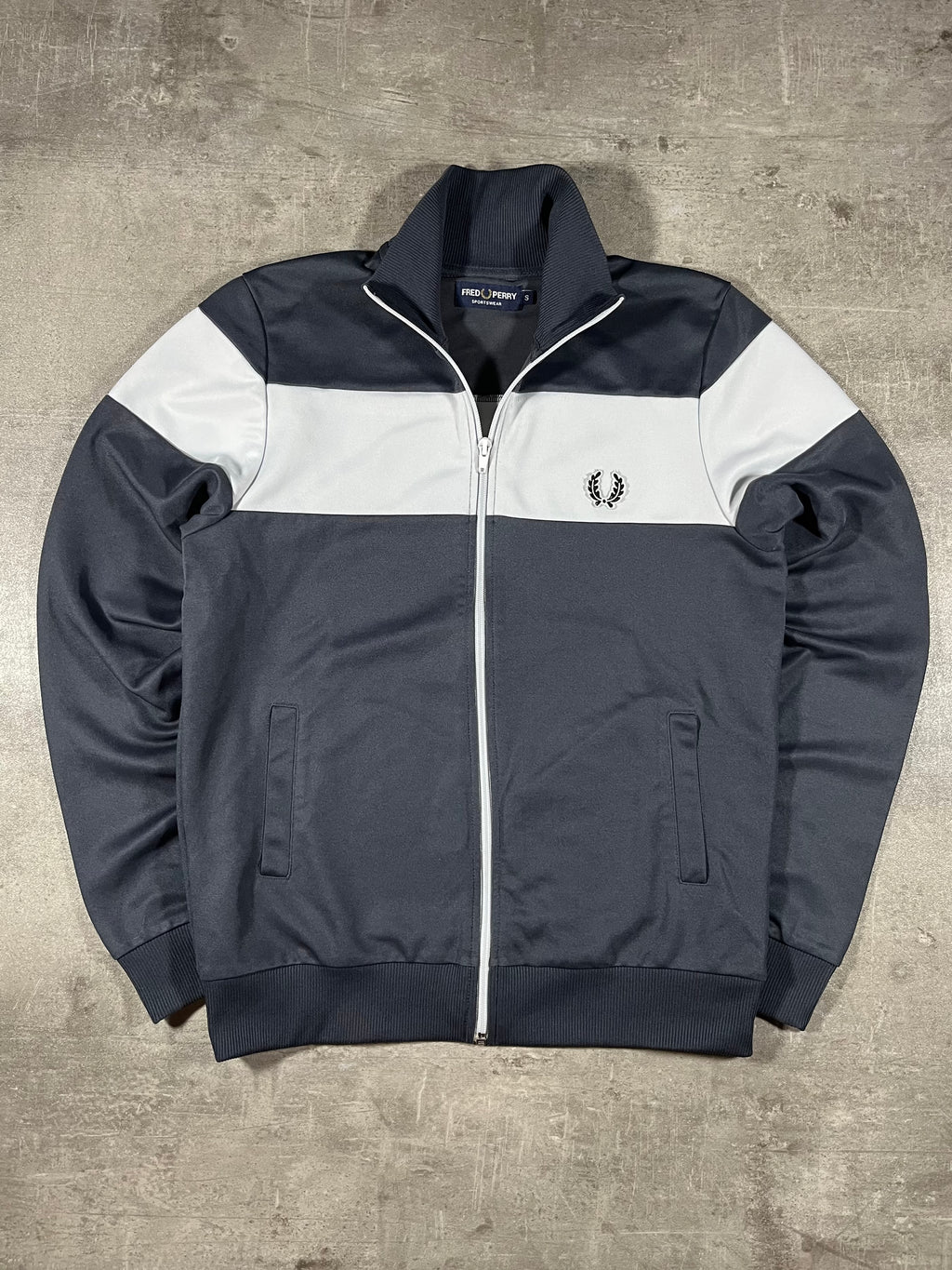 Fred Perry Vintage Trainingsjacke Grau/ Weiß S