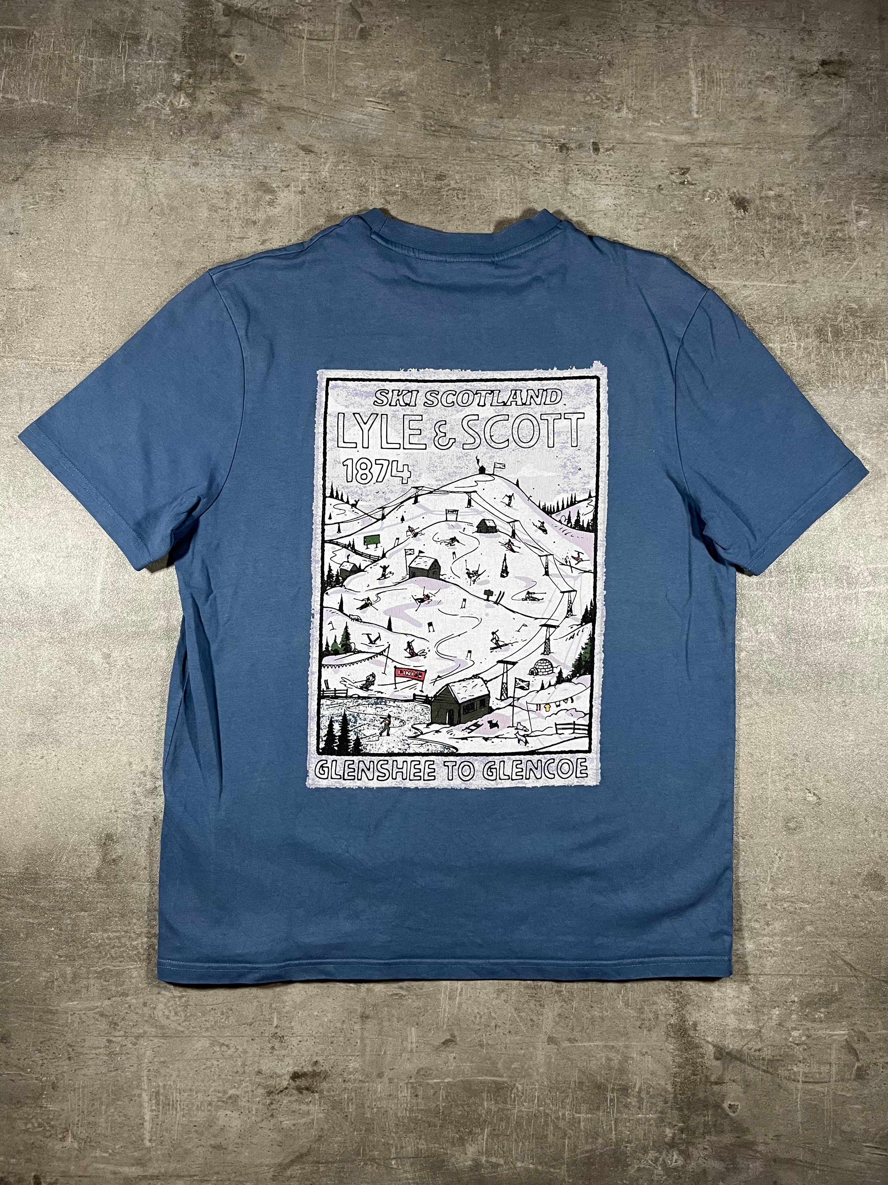 Lyle & Scott T-shirt Ski Scotland Hellblau Oversized M