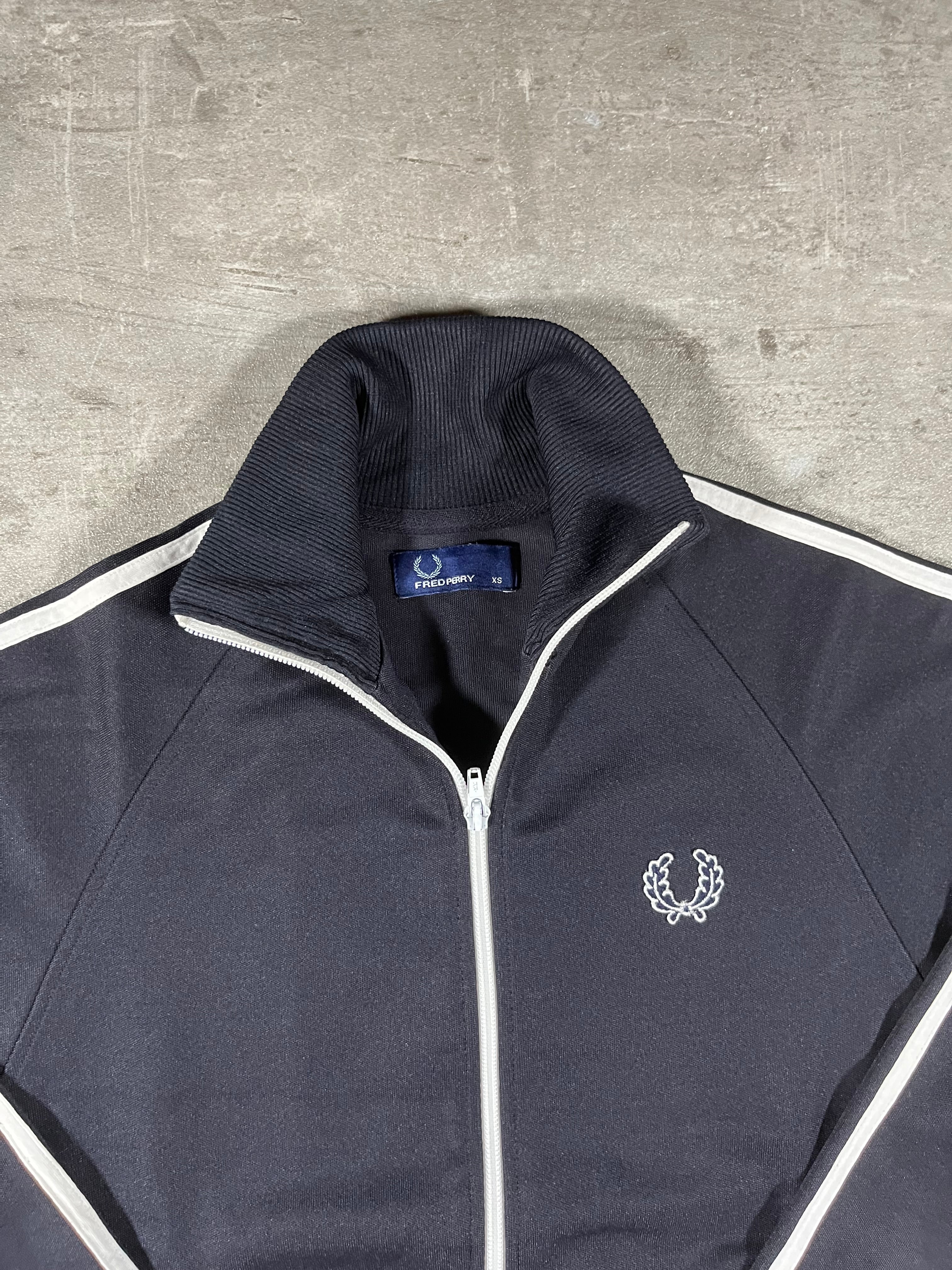 Fred Perry Vintage Trainingsjacke Taped Schwarz/ Weiß XS