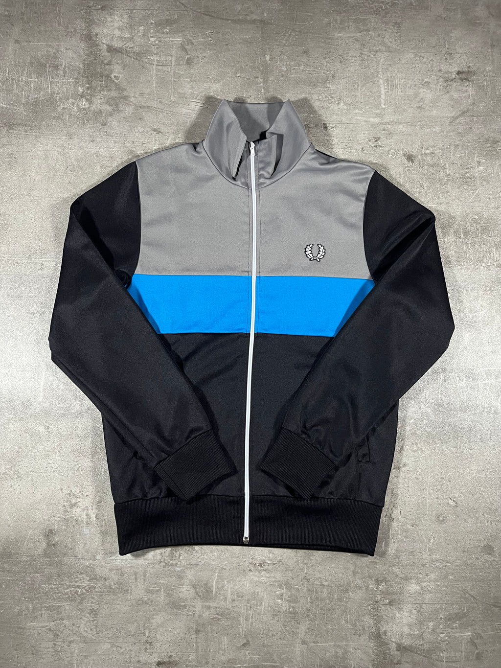 Fred Perry Trainingsjacke Schwarz/ Grau/ Hellblau M