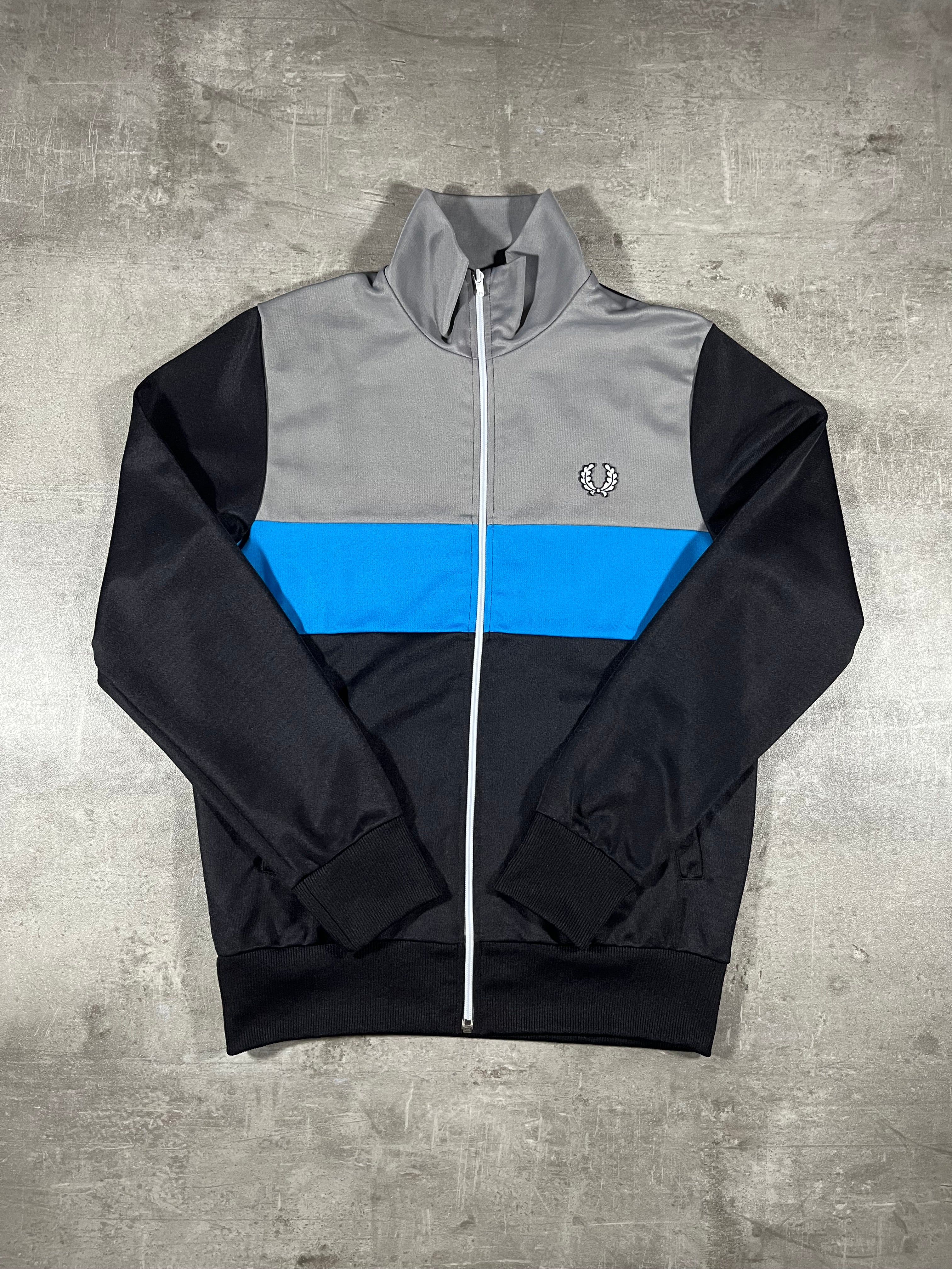 Fred Perry Trainingsjacke Schwarz/ Grau/ Hellblau M