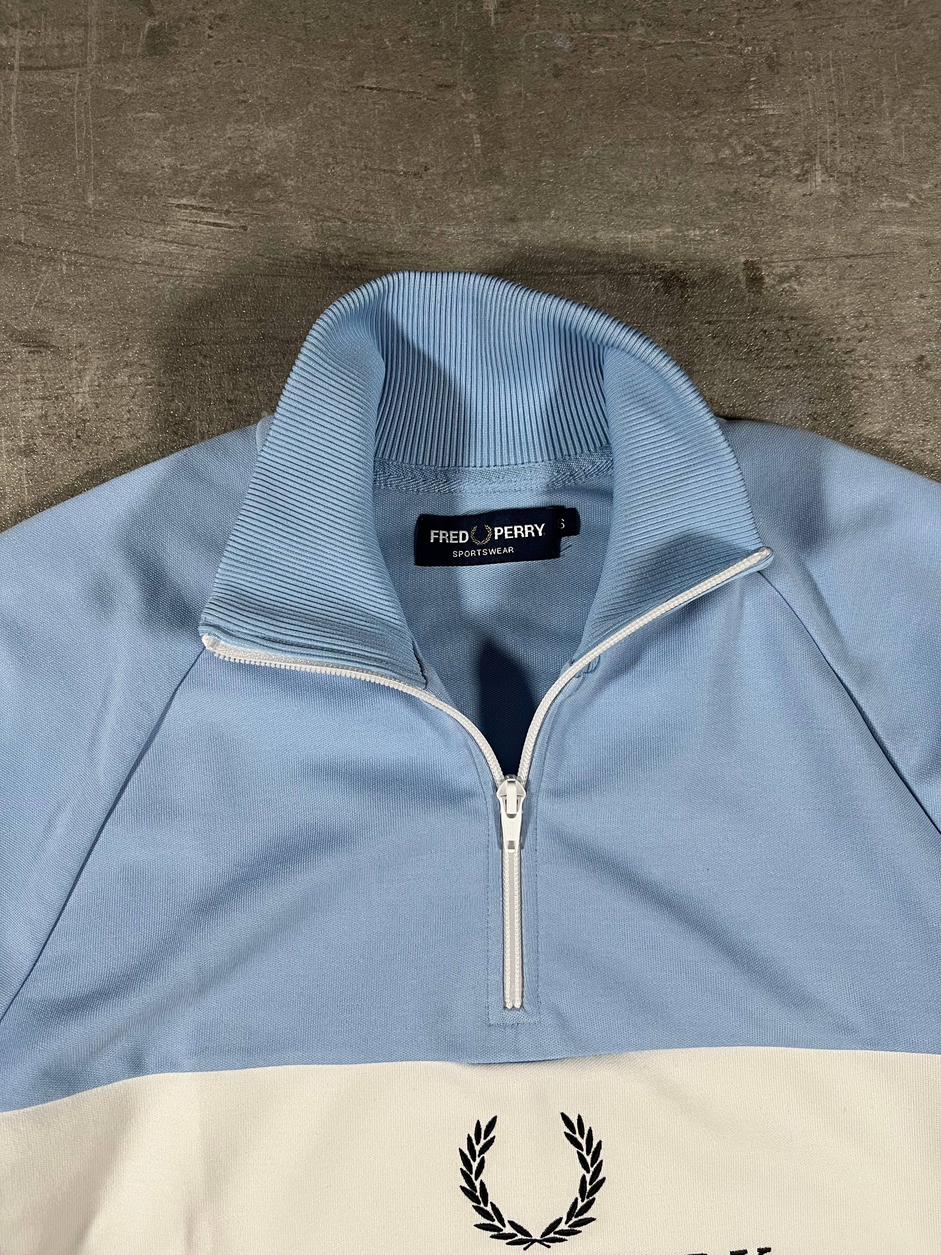 Fred Perry Half-Zip Schwarz/ Weiß/ Hellblau S