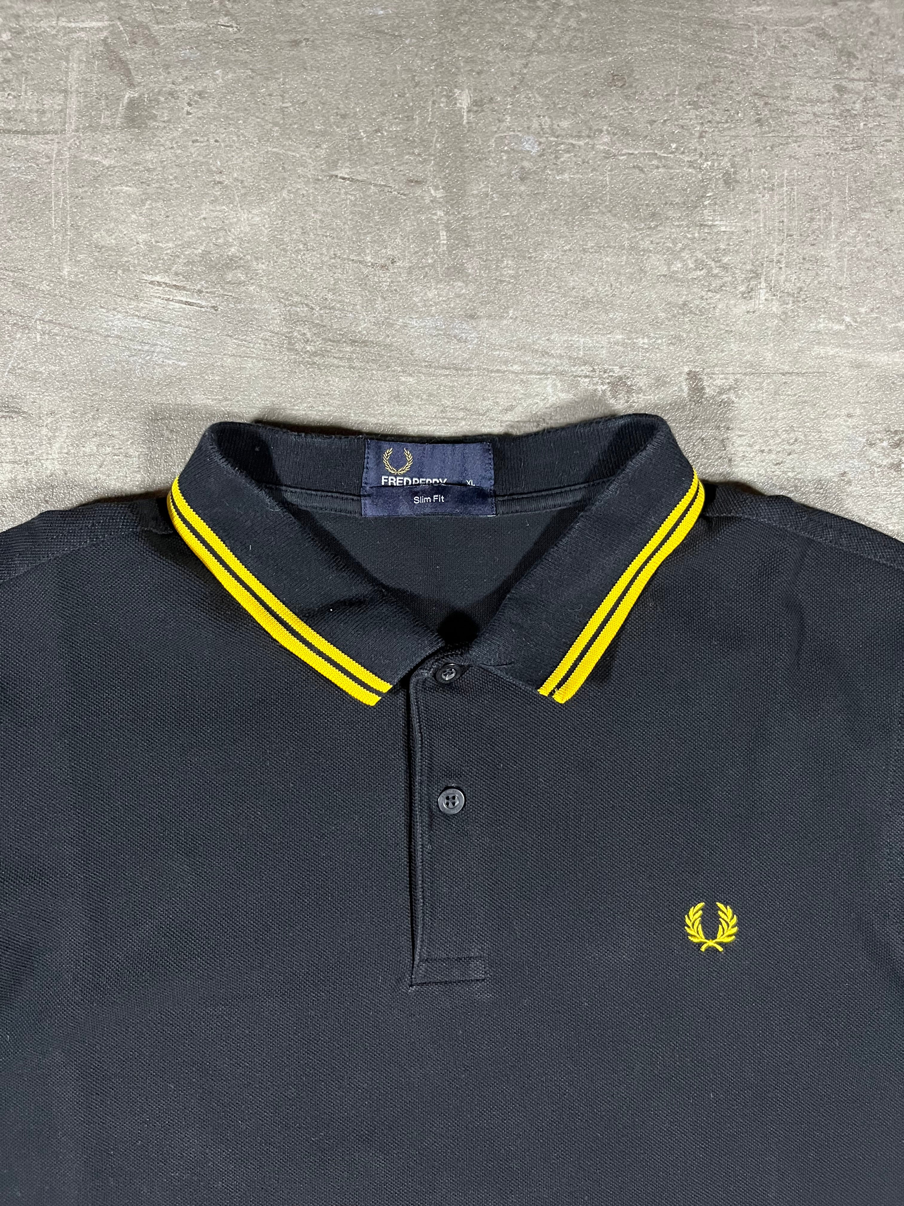 Fred Perry Poloshirt Schwarz/ Gelb XL