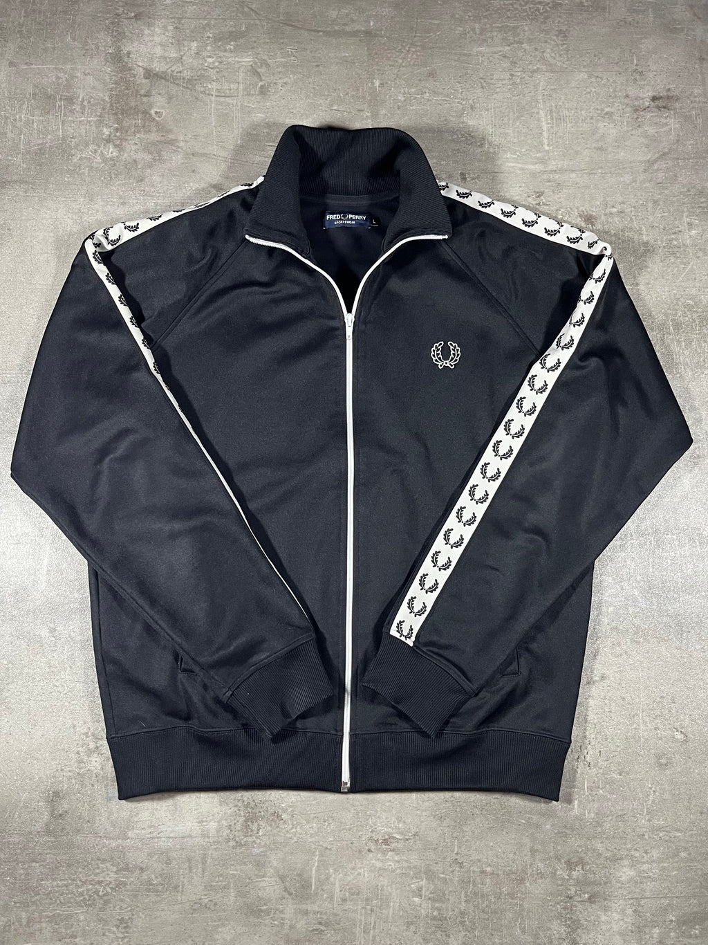 Fred Perry Vintage Trainingsjacke Taped Schwarz L