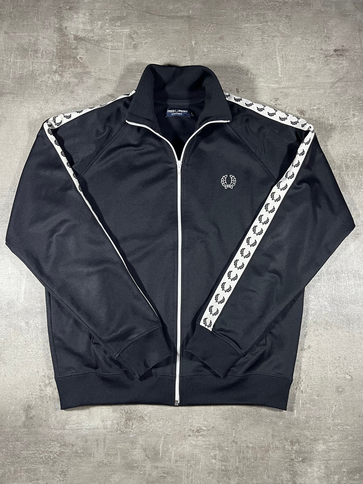 Fred Perry Vintage Trainingsjacke Taped Schwarz L