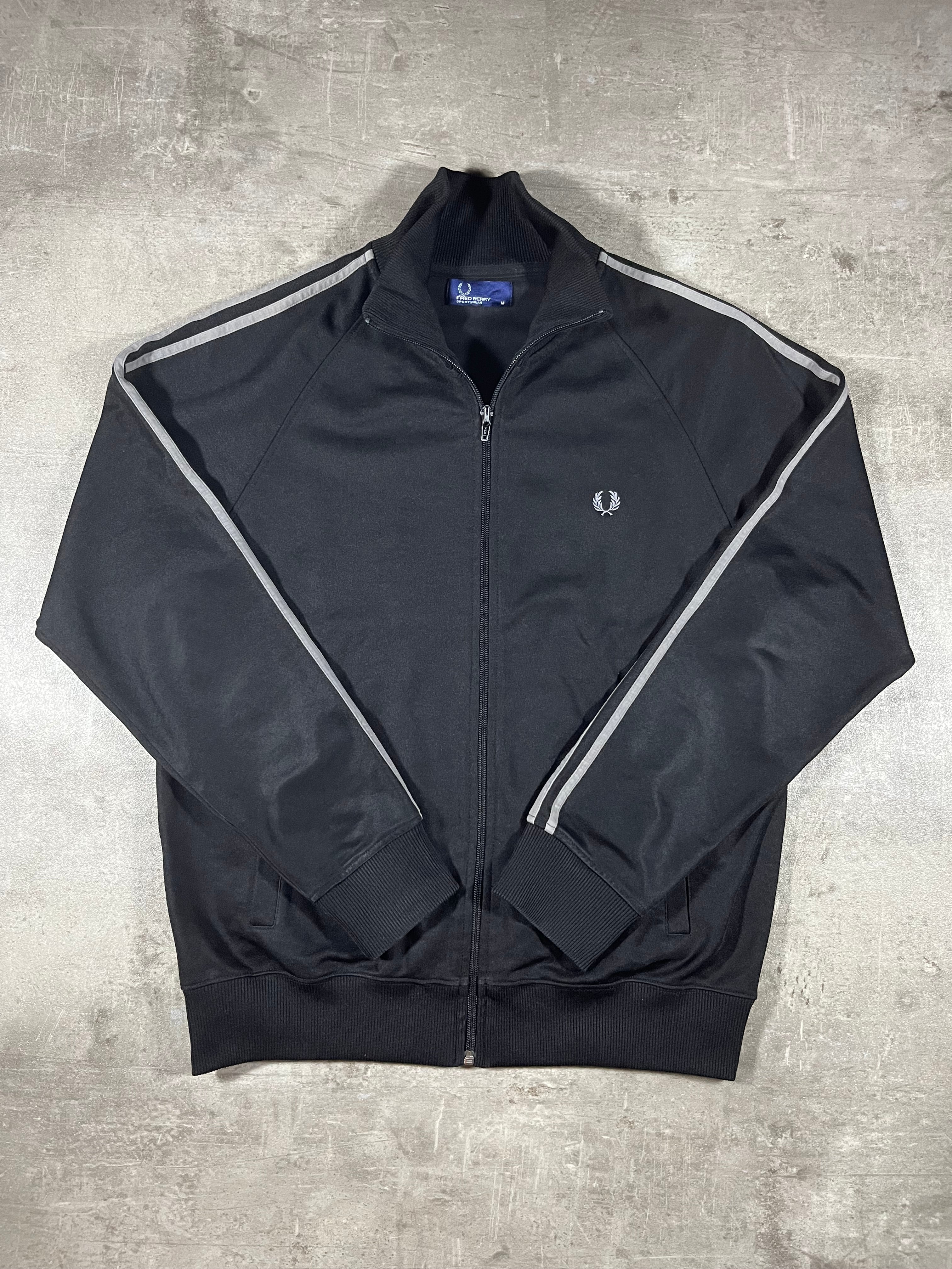 Fred Perry Vintage Trainingsjacke Taped Schwarz/ Grau M
