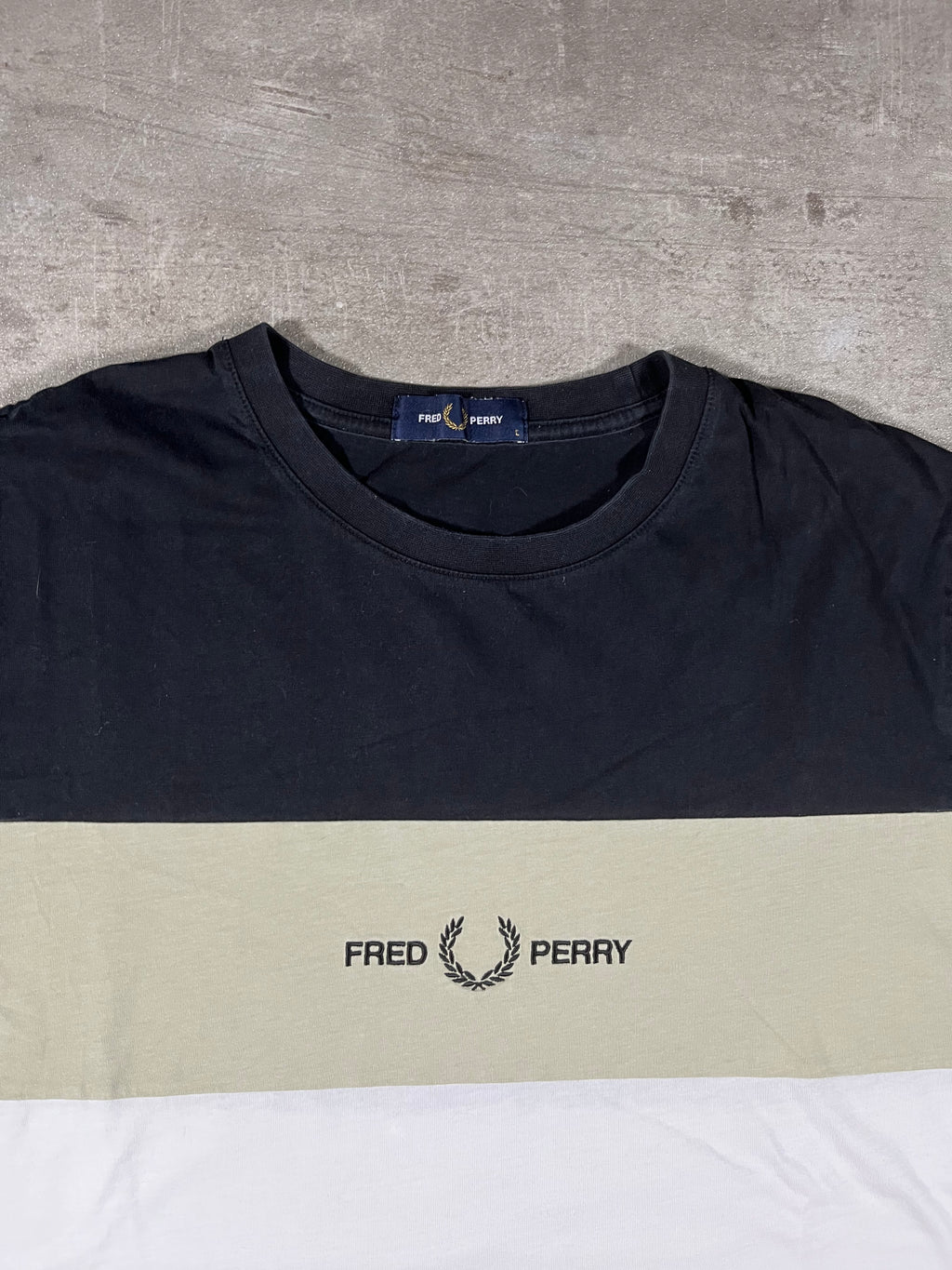 Fred Perry T-shirt Schwarz/ Weiß/ Beige L