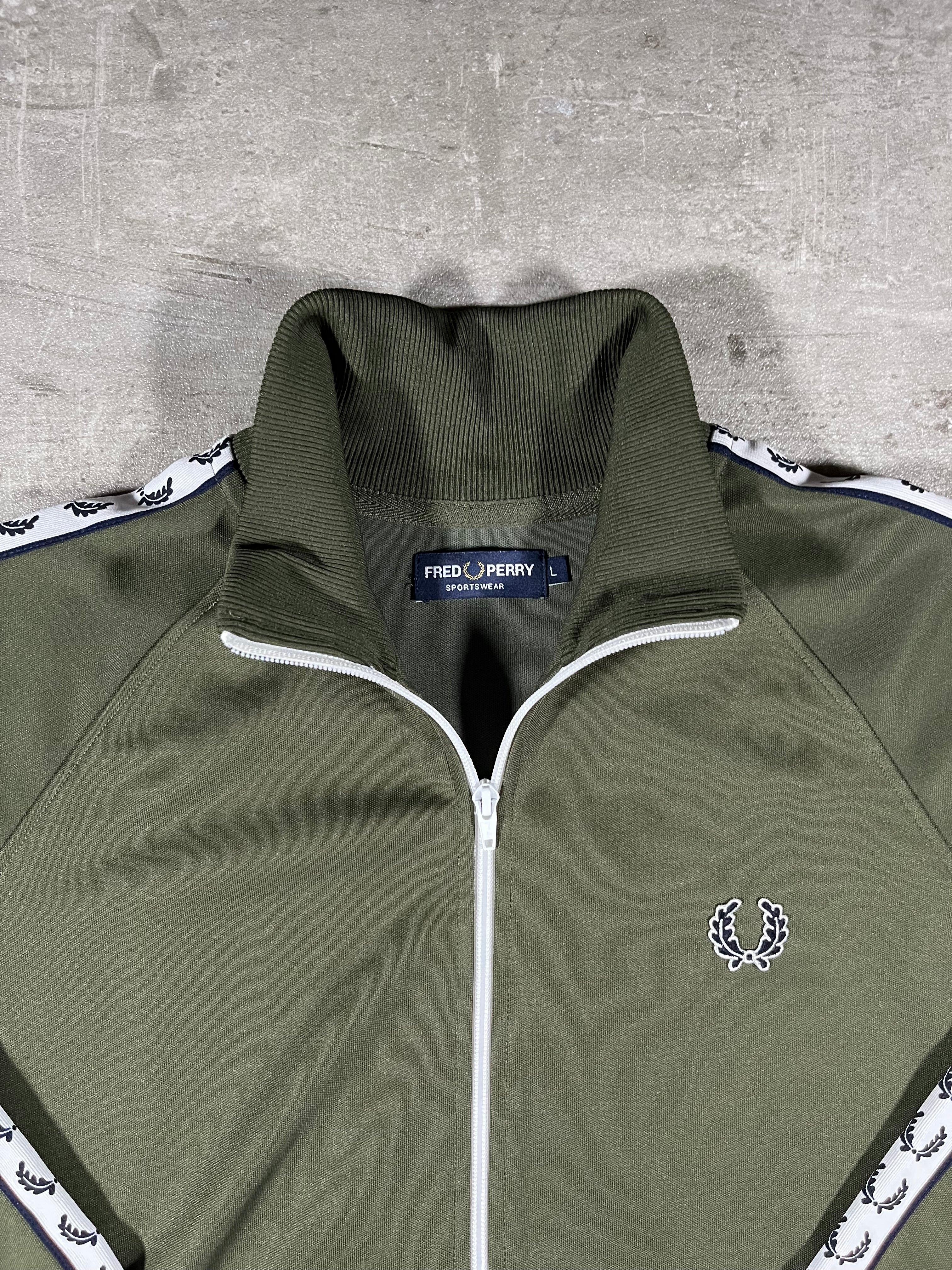 Fred Perry Vintage Trainingsjacke Taped Olivgrün L