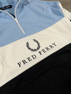 Fred Perry Half-Zip Schwarz/ Weiß/ Hellblau S
