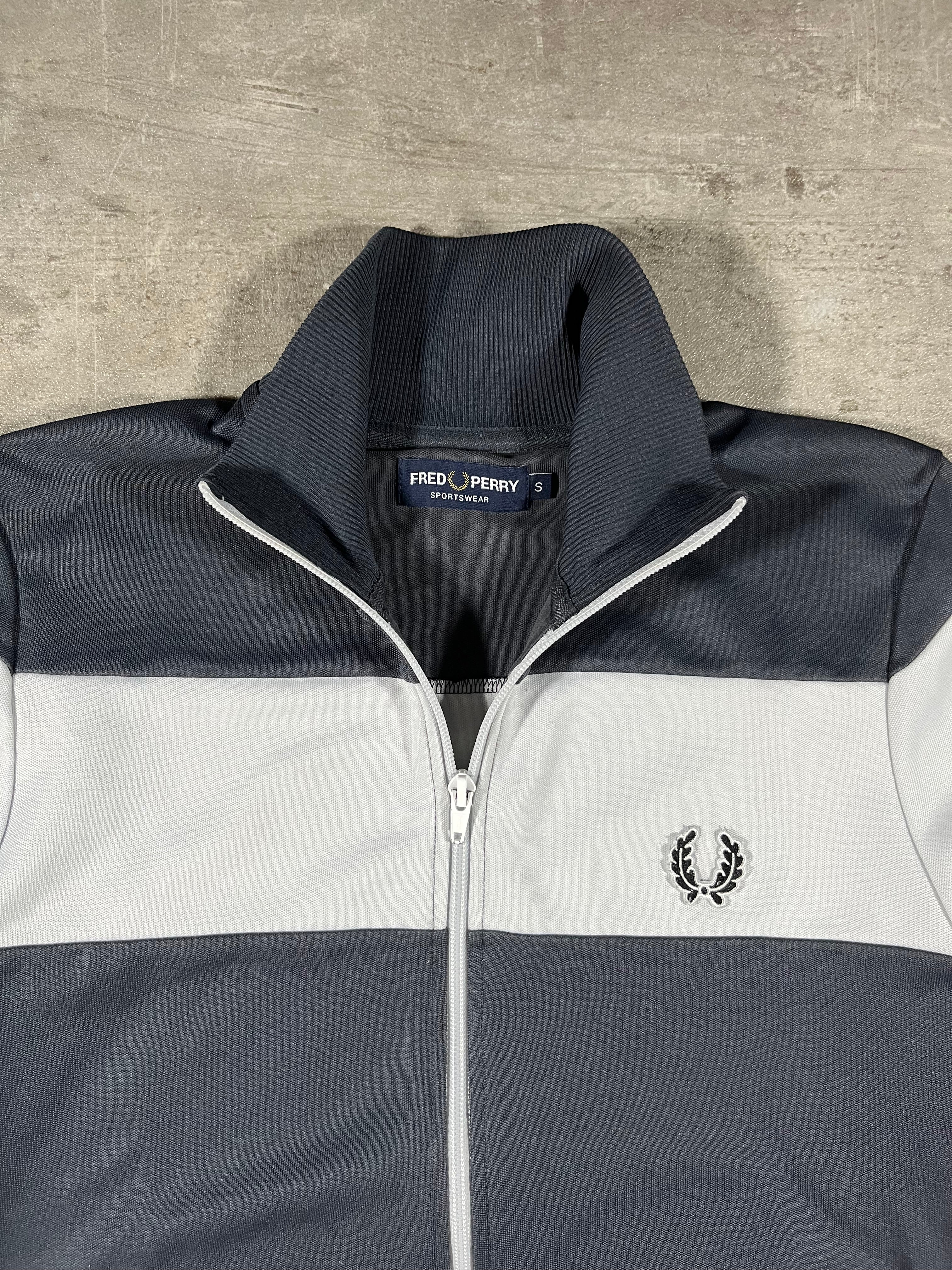Fred Perry Vintage Trainingsjacke Grau/ Weiß S
