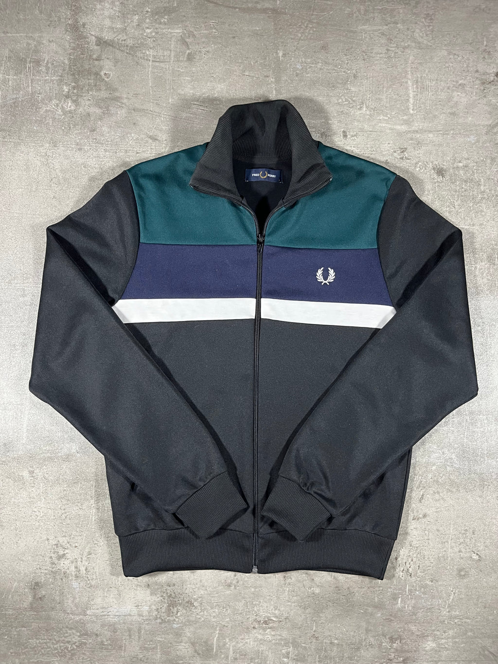 Fred Perry Trainingsjacke Schwarz/Grün/ Navy S