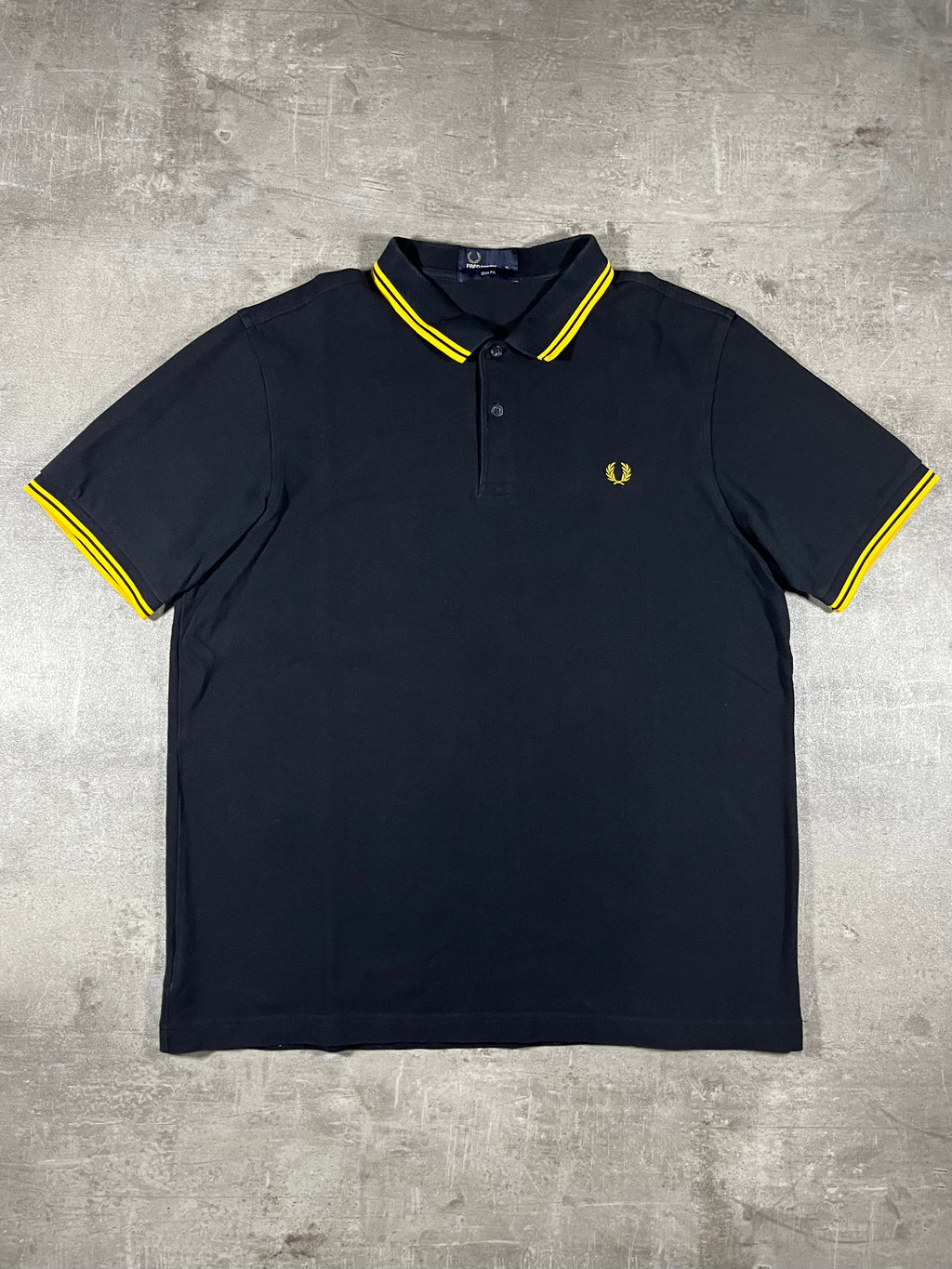 Fred Perry Poloshirt Schwarz/ Gelb XL