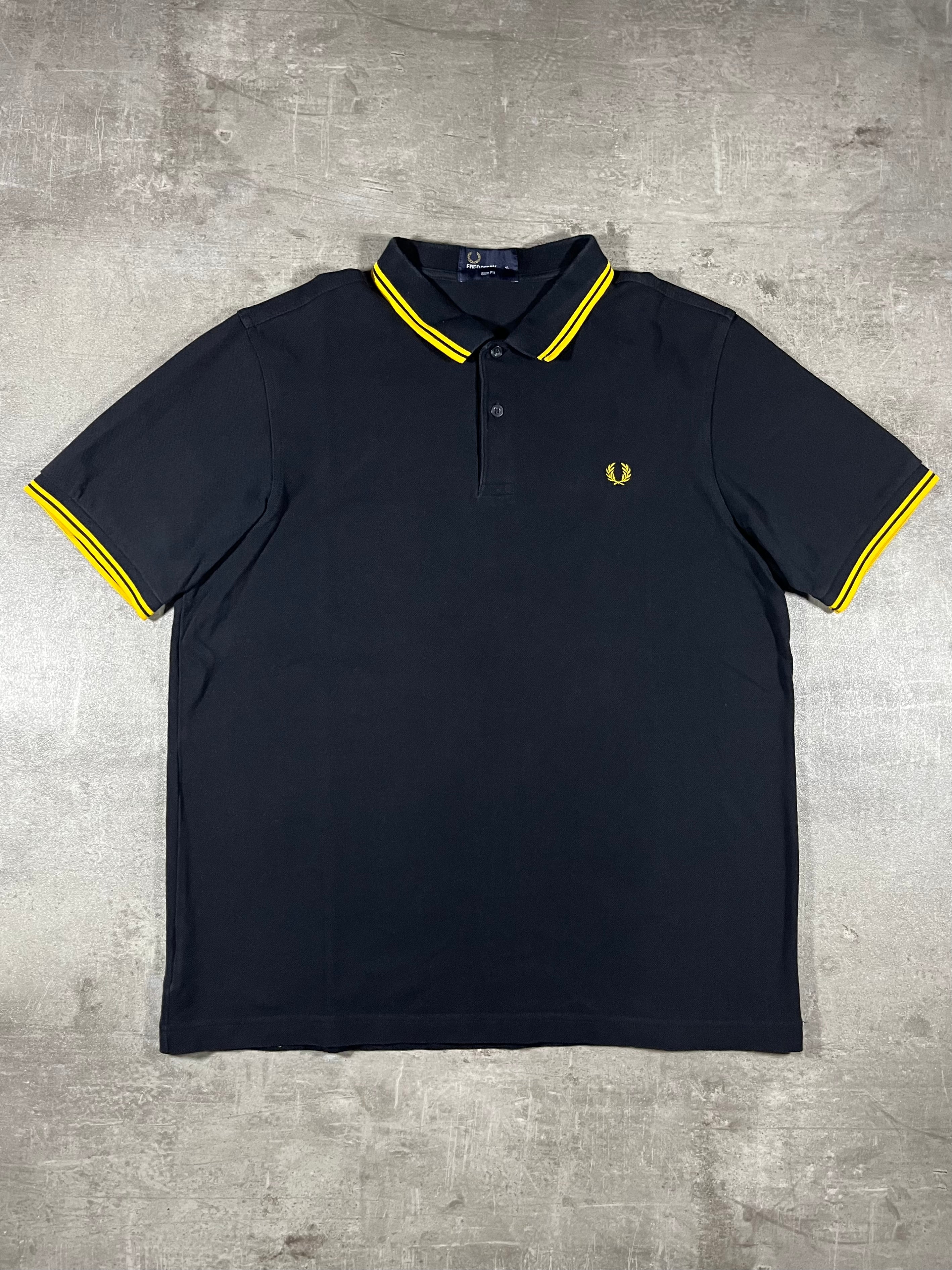 Fred Perry Poloshirt Schwarz/ Gelb XL