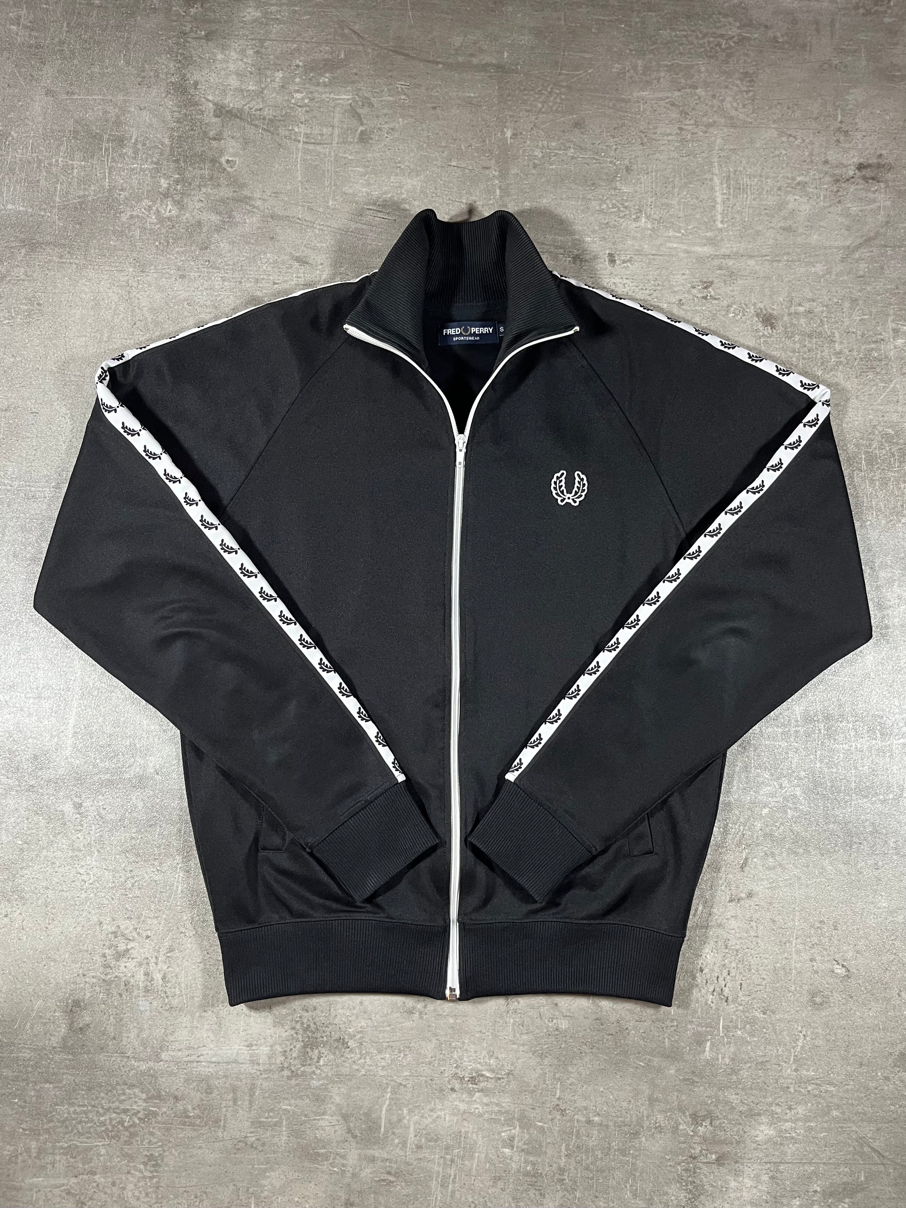 Fred Perry Vintage Trainingsjacke Taped Schwarz S