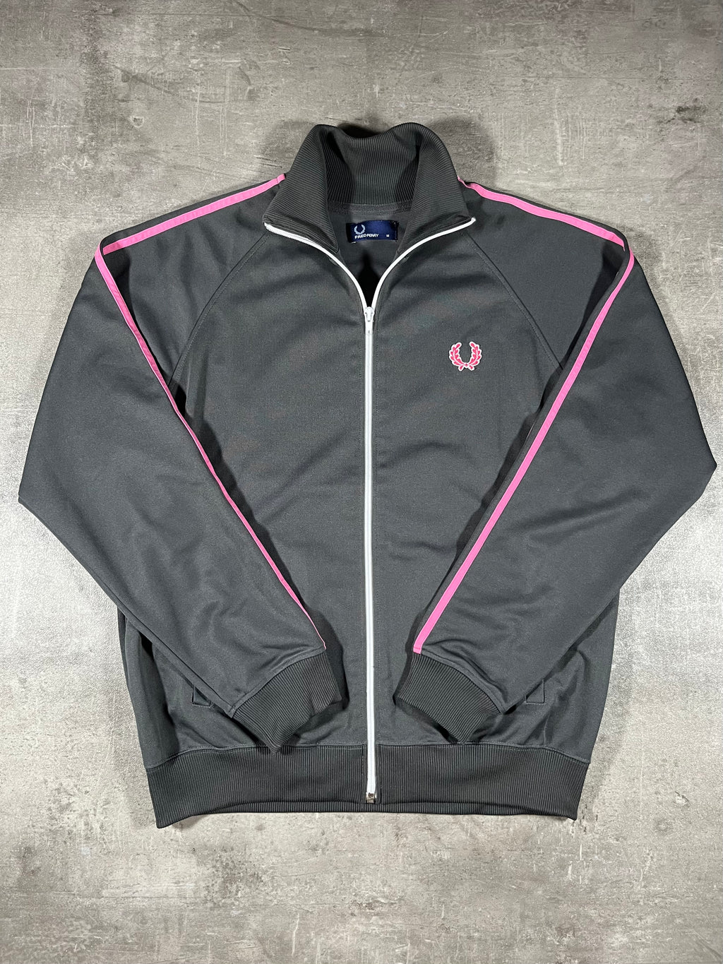 Fred Perry Vintage Trainingsjacke Taped Grau/ Pink M